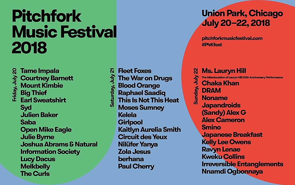 Pitchfork Fest full 2018 lineup (Lauryn Hill, Tame Impala, Fleet Foxes, more)