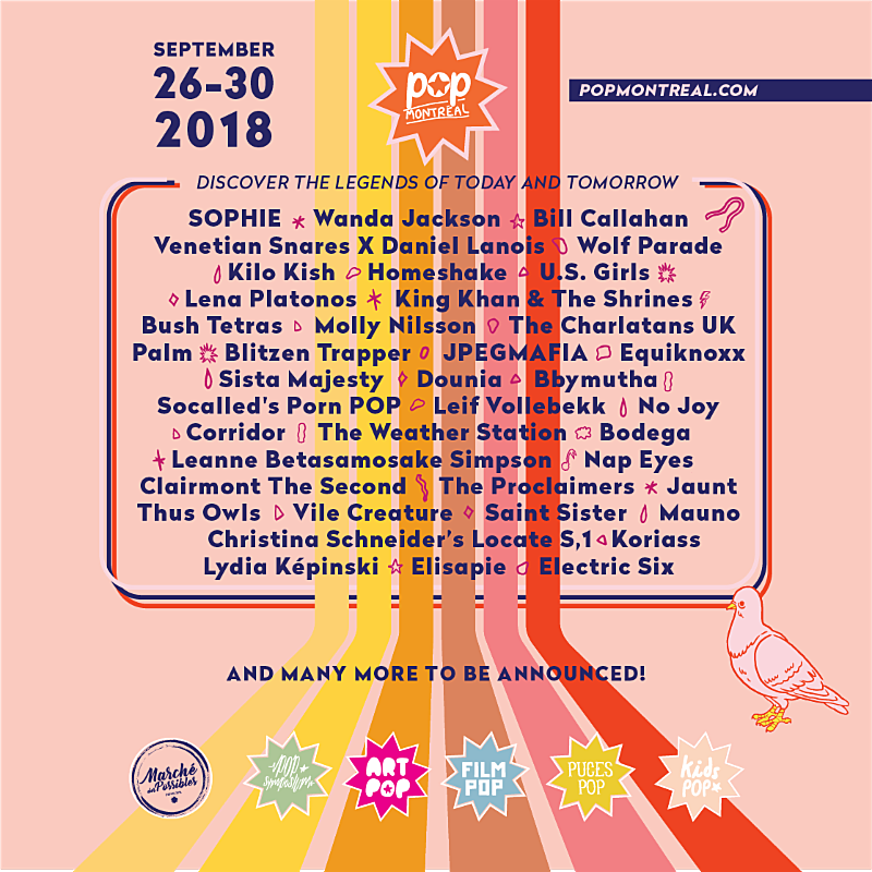 Pop Montreal: 2018 initial lineup (Wolf Parade, U.S. Girls, SOPHIE, more)