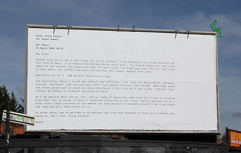 Steve Albini email about how he detests dance music turned into billboard AND VIDEO for Powell’s new single (watch)