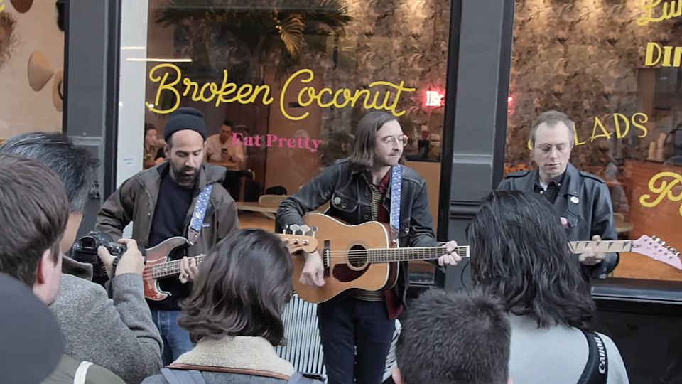 watch Real Estate perform outside former NYC record store locations