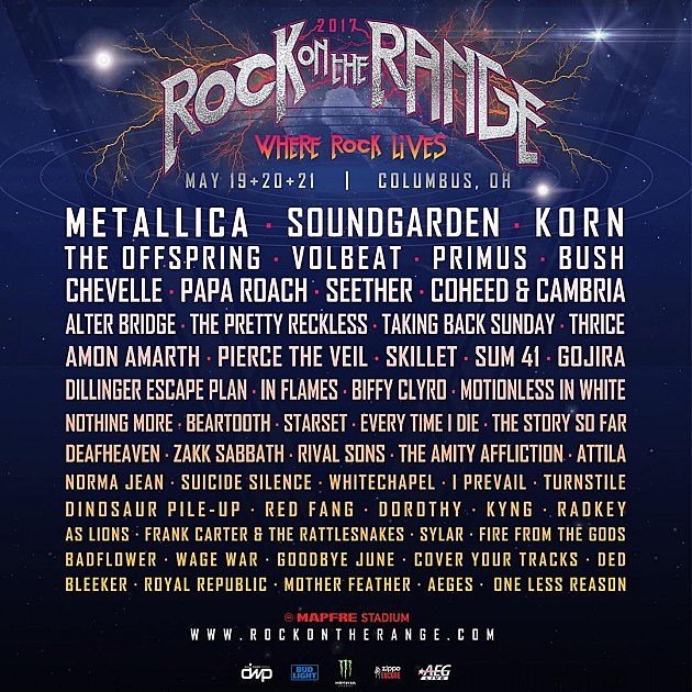 Rock on the Range 2017 lineup: Metallica, Soundgarden, Primus, Gojira, DEP, more