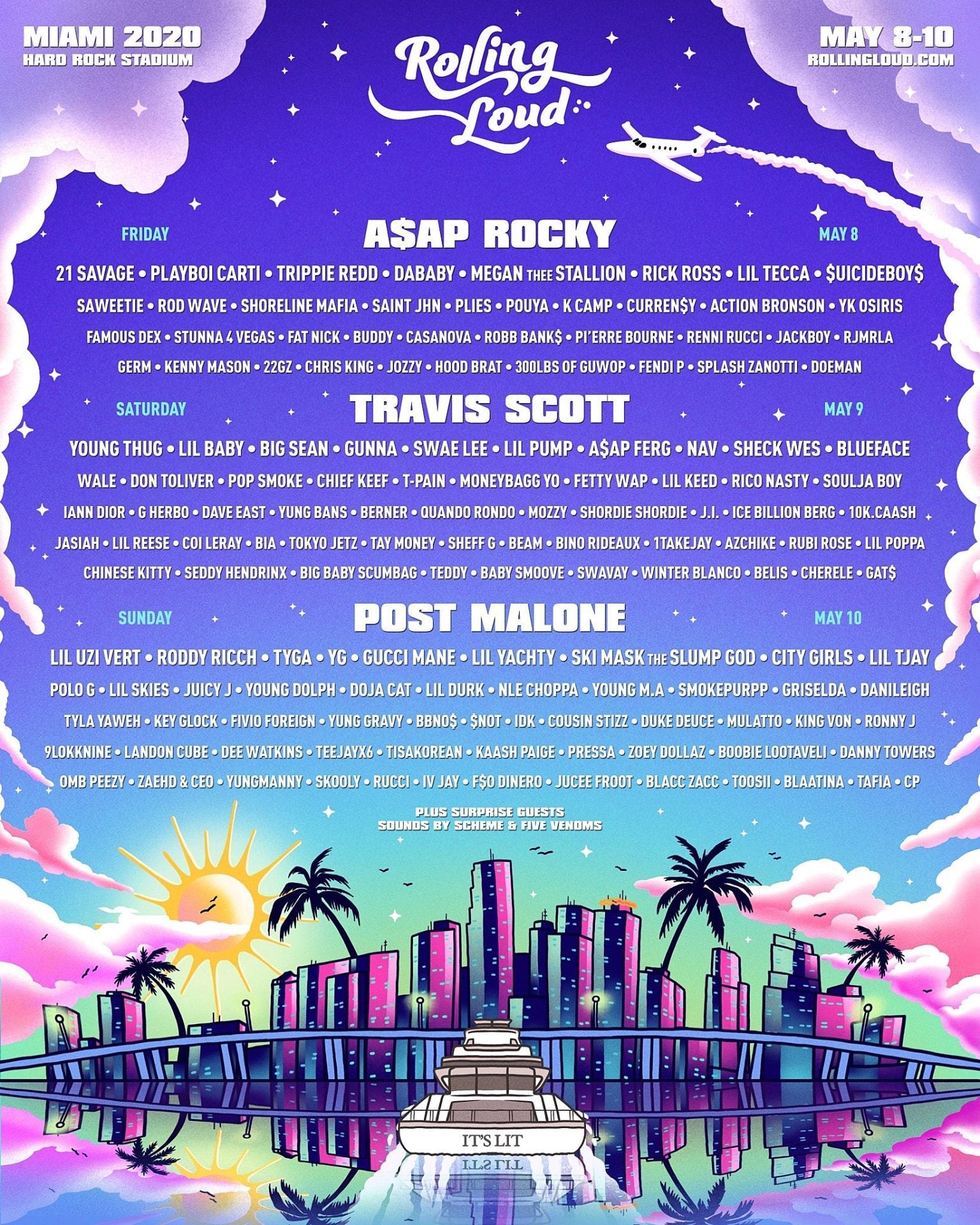 Rolling Loud Miami 2020 lineup (A$AP Rocky, Travis Scott, Post Malone, more)