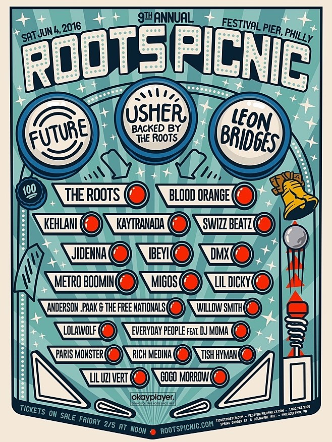 Roots Picnic 2016 lineup (Future, Usher, Leon Bridges, Migos, Blood Orange, Anderson Paak, Kaytranada, DMX & more)