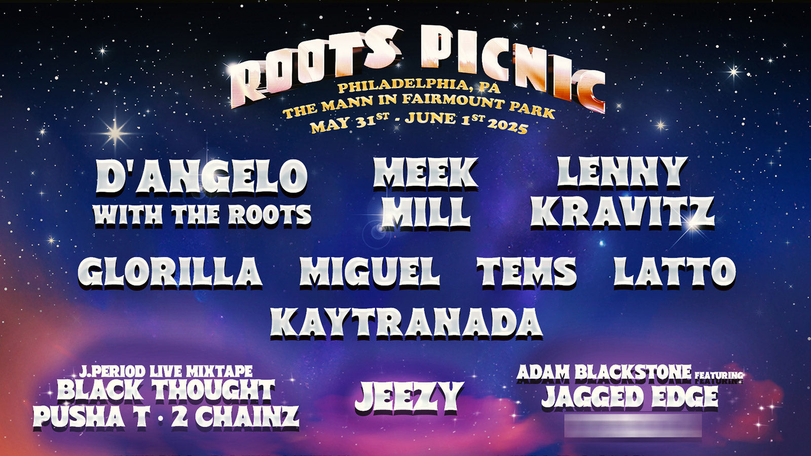 Roots Picnic 2025 lineup (D’Angelo, Meek Mill, GloRilla, Miguel, Tems, Latto, Kaytranada, more)