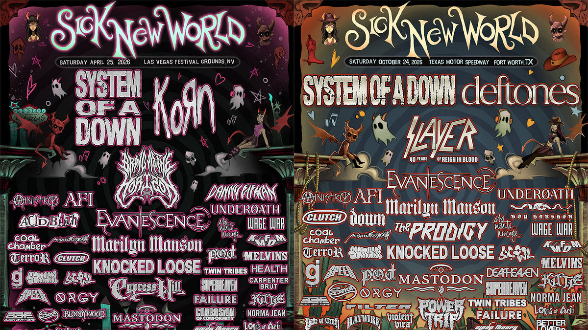 Sick New World Vegas & Fort Worth 2026 lineups (SOAD, Deftones, Slayer, AFI, Haywire, Down, Knocked Loose, The Prodigy, more)