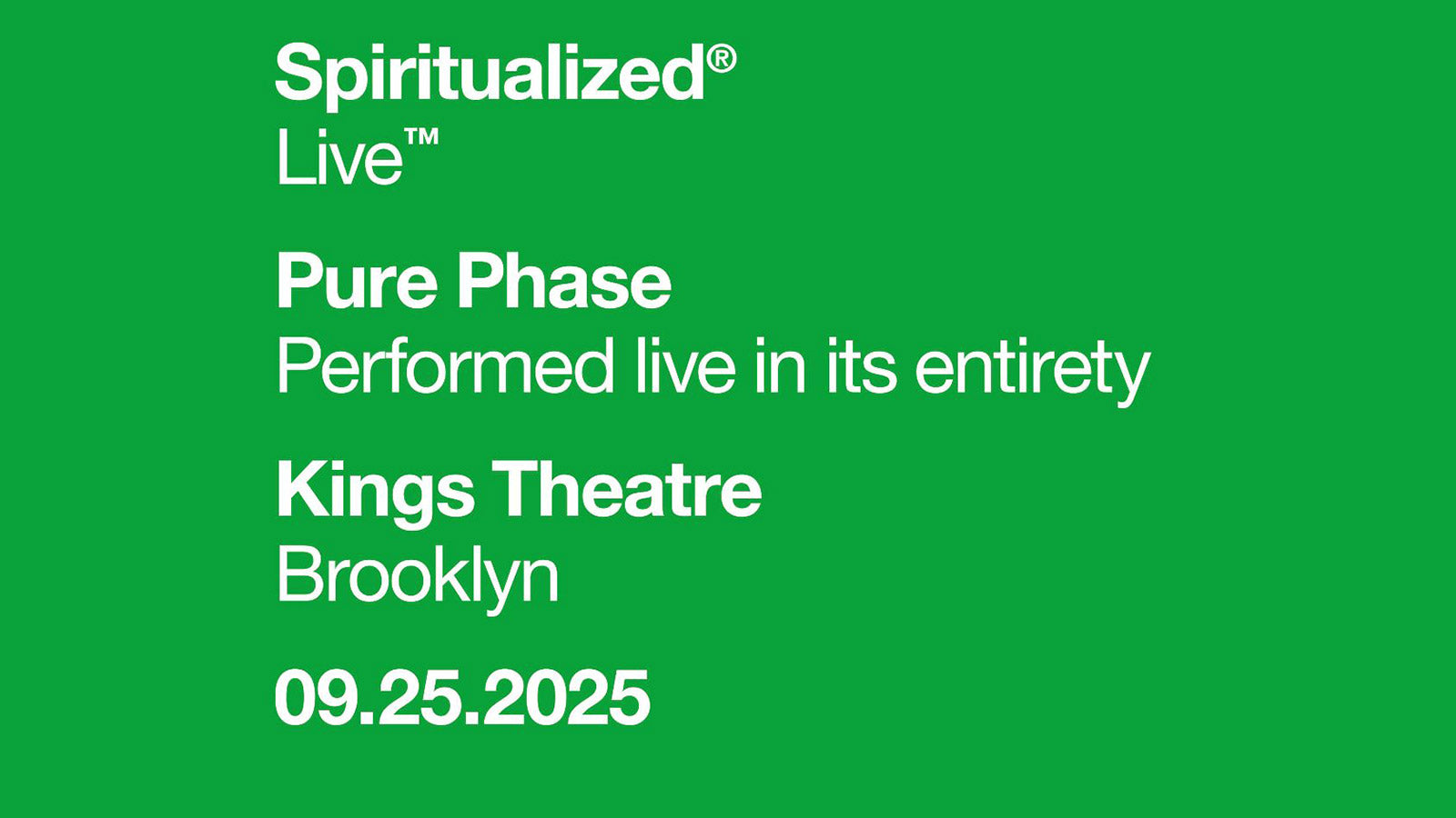 Spiritualized playing ‘Pure Phase’ at Kings Theatre on BV Presale (password here)