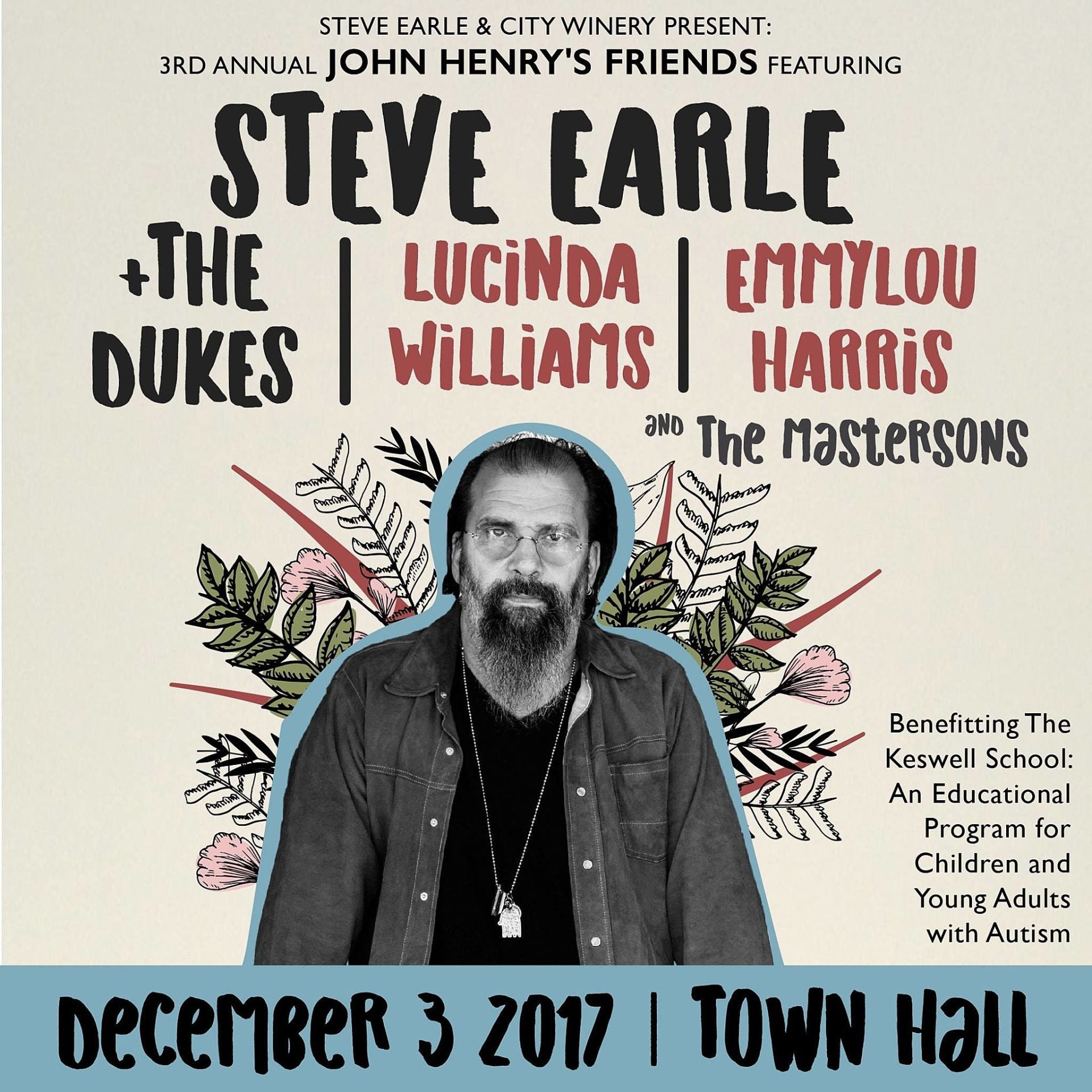 Steve Earle expands tour, playing NYC holiday benefit w/ Lucinda Williams & Emmylou Harris