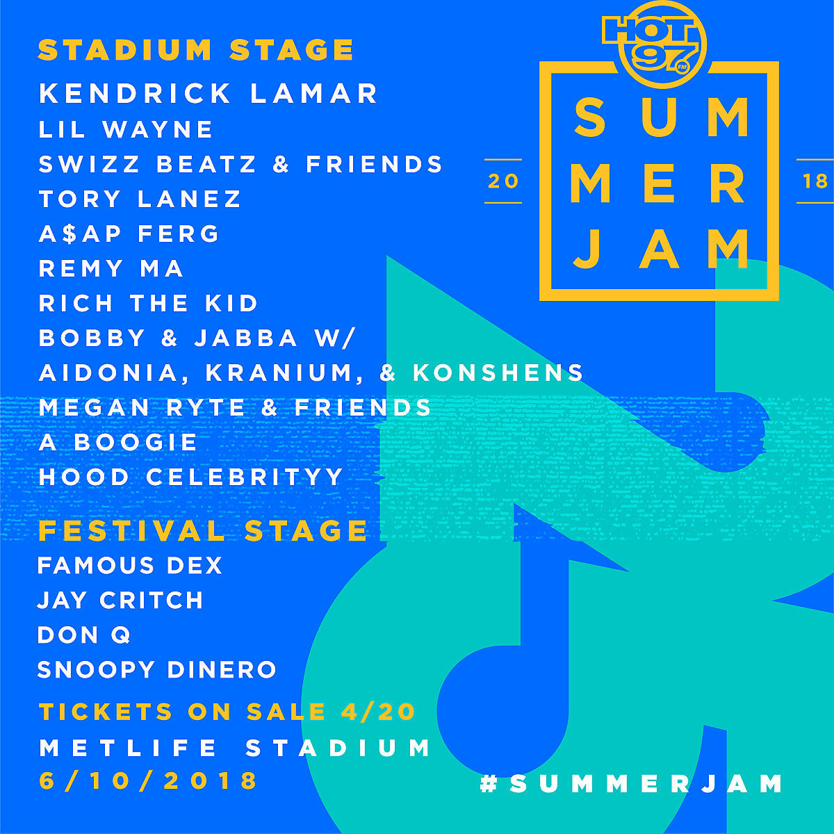 Summer Jam 2018 lineup (Kendrick, Lil Wayne, A$AP Ferg, Swizz Beatz, A Boogie, more)