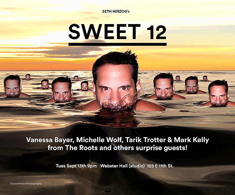 Seth Herzog celebrating SWEET 12th anniversary w/ Vanessa Bayer, members of The Roots & more