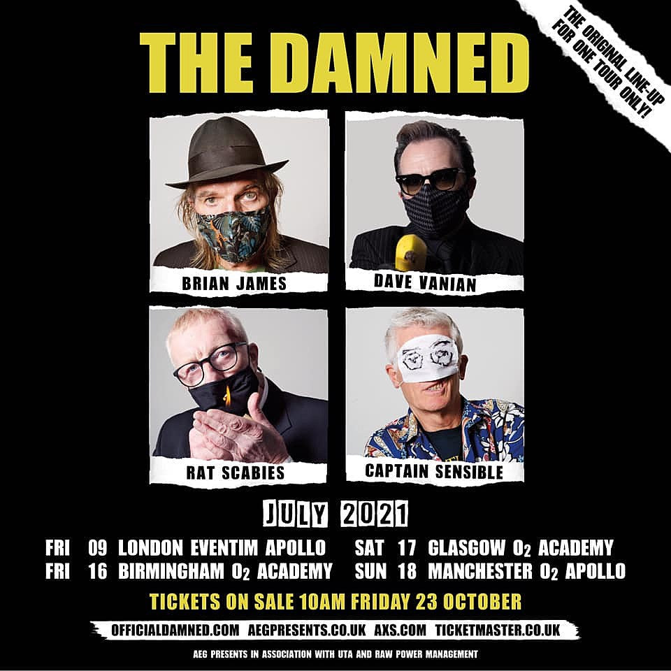 The Damned’s original lineup reuniting for 1st time in decades for 2021 dates