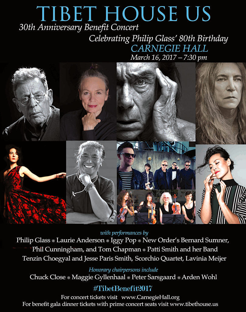 Iggy Pop, Patti Smith, Philip Glass, Laurie Anderson, members of New Order & more playing 2017 Tibet House benefit