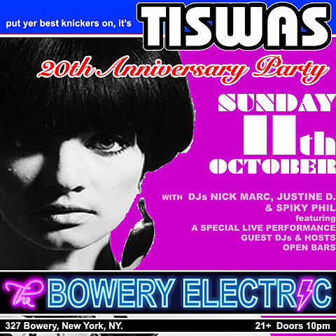 NYC Britpop night Tiswas celebrating 20th anniversary this weekend w/ Dee Dee of DDGs, Josh Styles & more
