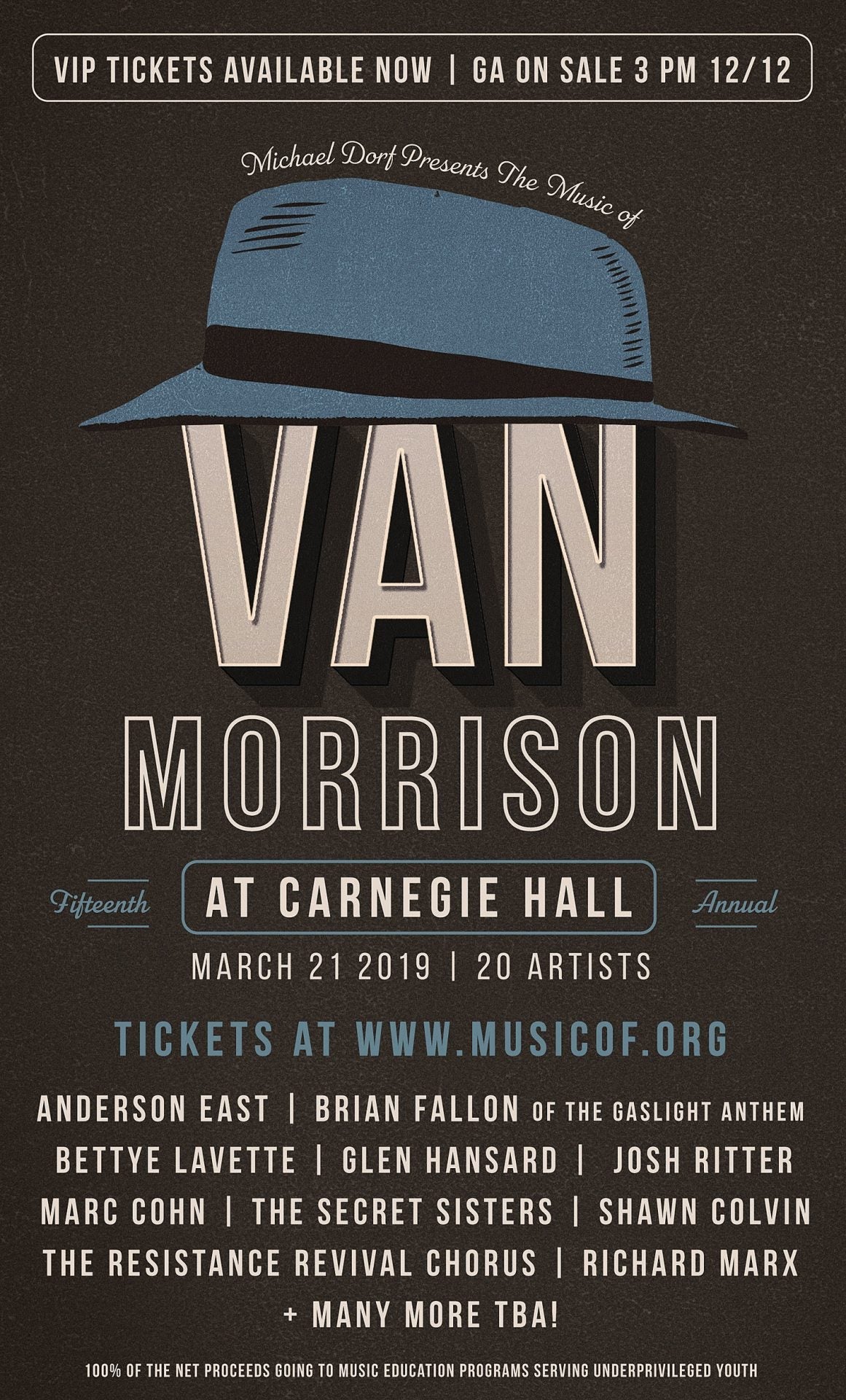 Brian Fallon, Glen Hansard & more playing Van Morrison tribute at Carnegie Hall