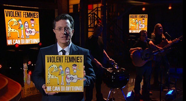Violent Femmes played ‘Colbert’ who joined them for “Blister in the Sun” (video) ++ updated tour dates