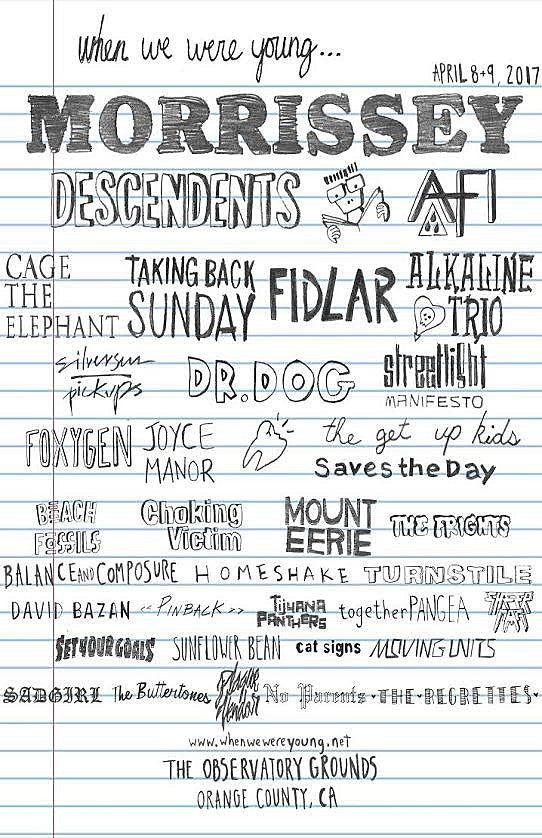 Morrissey, Descendents, Joyce Manor, Get Up Kids, Mount Eerie, Pinback & more playing When We Were Young fest