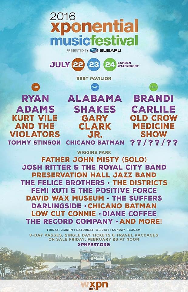 XPoNential Music Fest 2016 lineup (Ryan Adams, Kurt Vile, Alabama Shakes, Father John Misty, Tommy Stinson, more)