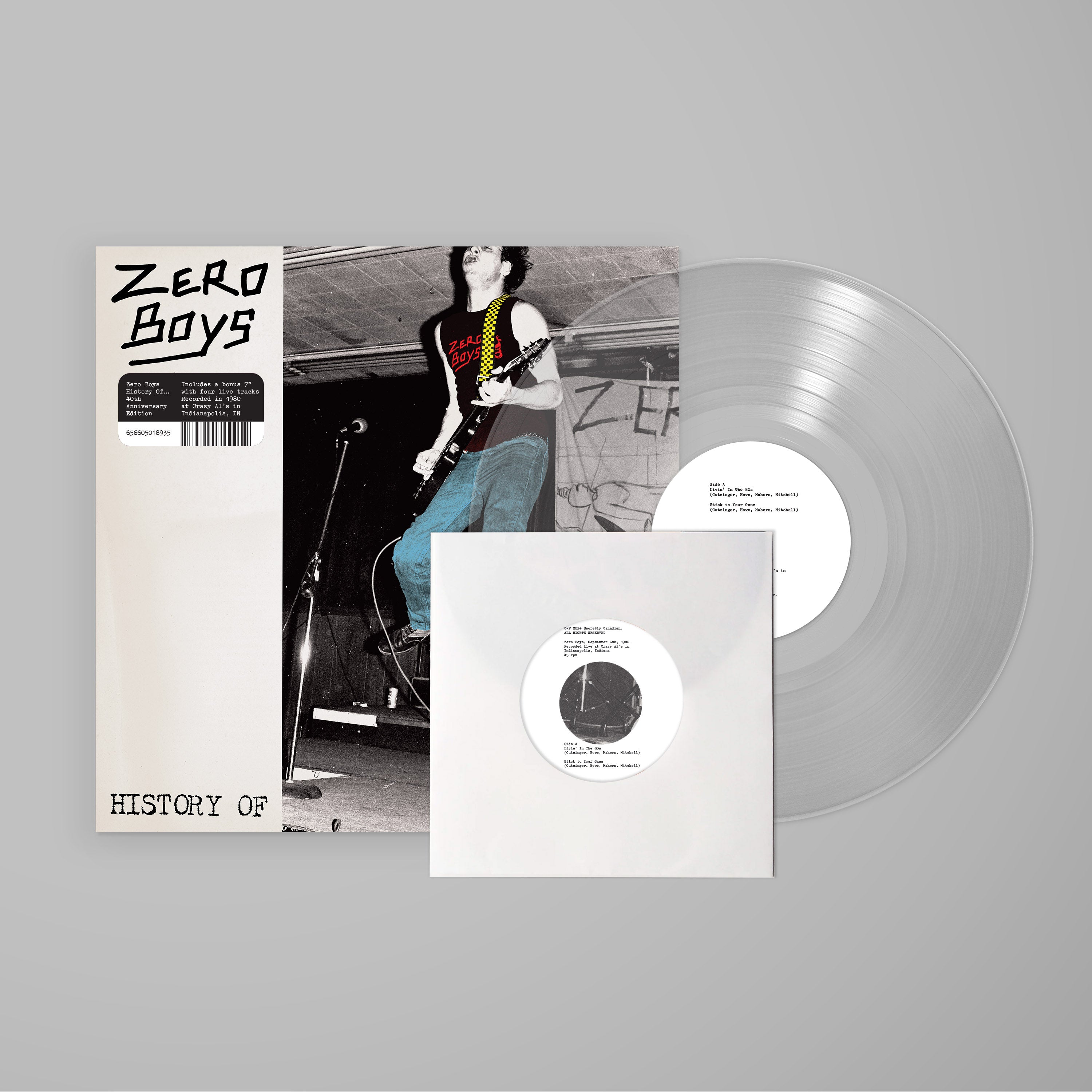 ZERO BOYS 'HISTORY OF' LP + 7" (40th Anniversary Edition, Clear Vinyl)