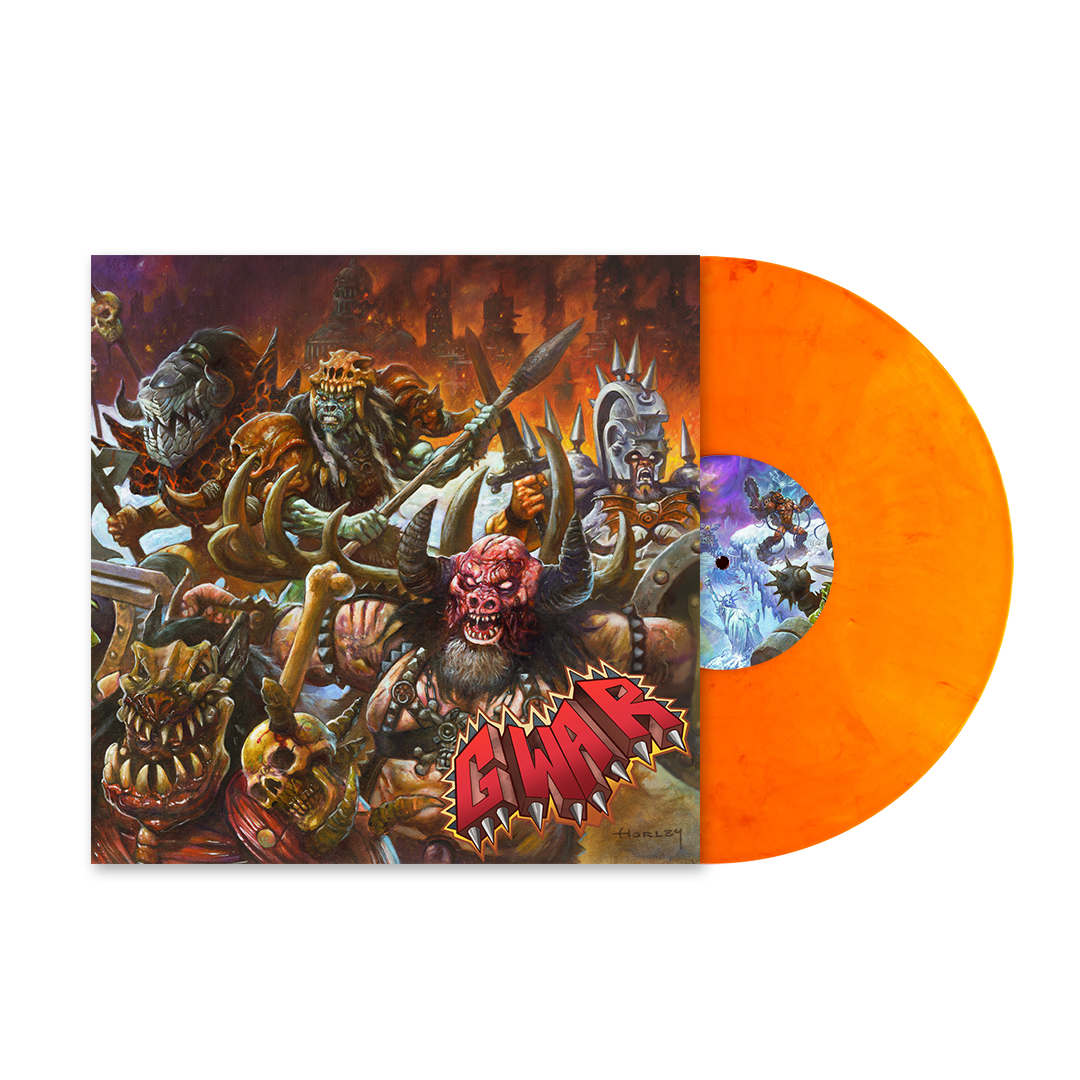 GWAR 'THE NEW DARK AGES' LP + BLOTHAR THE BESERKER BOBBLEHEAD - SUNBOLT ORANGE