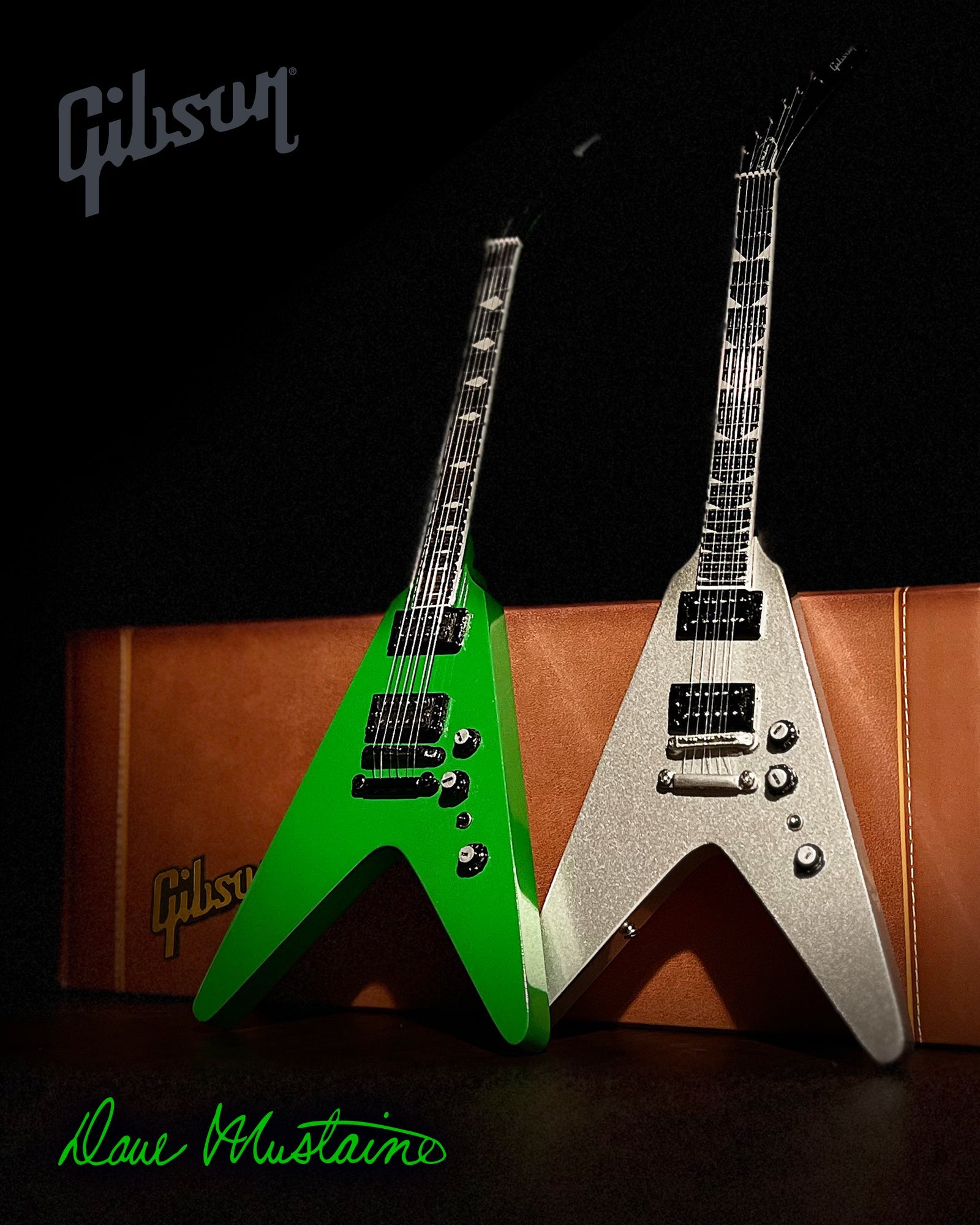 DAVE MUSTAINE SIGNATURE GIBSON FLYING V SET OF 2 MINI GUITAR COLLECTIO