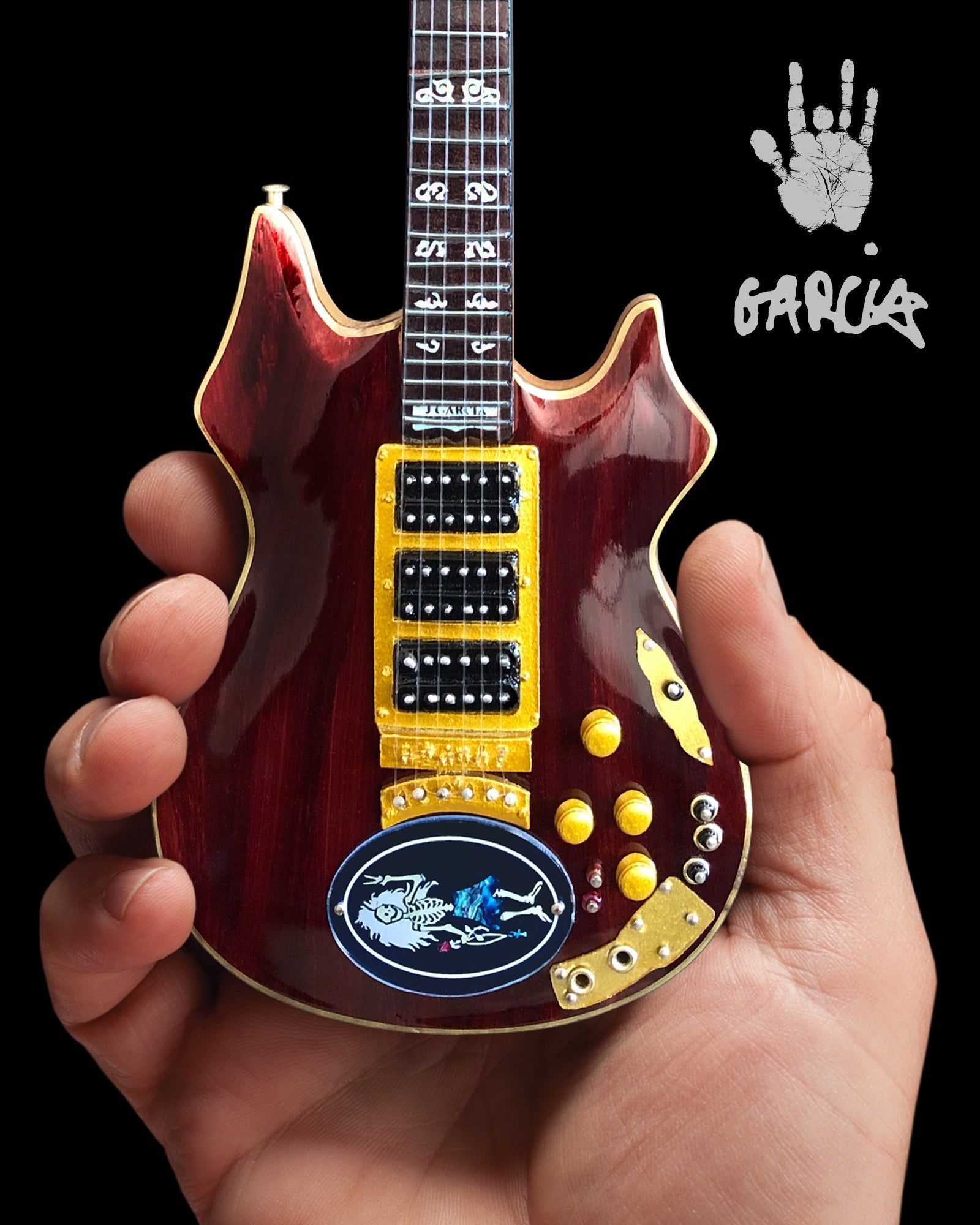 JERRY GARCIA™ SET OF TIGER™ & ROSEBUD™ MINIATURE GUITAR REPLICA COLLECTIBLES