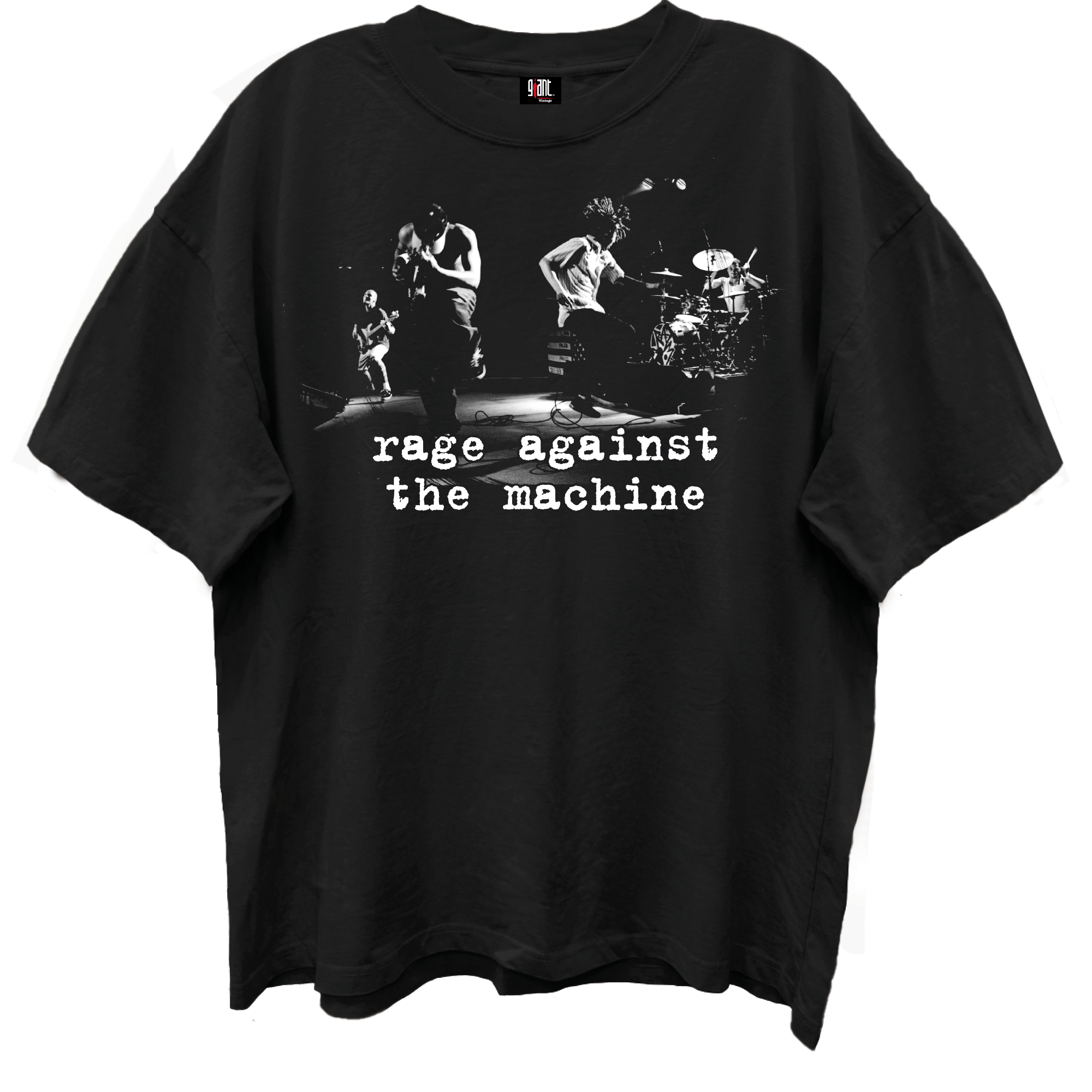 RAGE AGAINST THE MACHINE BAND PHOTO/GIANT VINTAGEIMO BLACK T-SHIRT