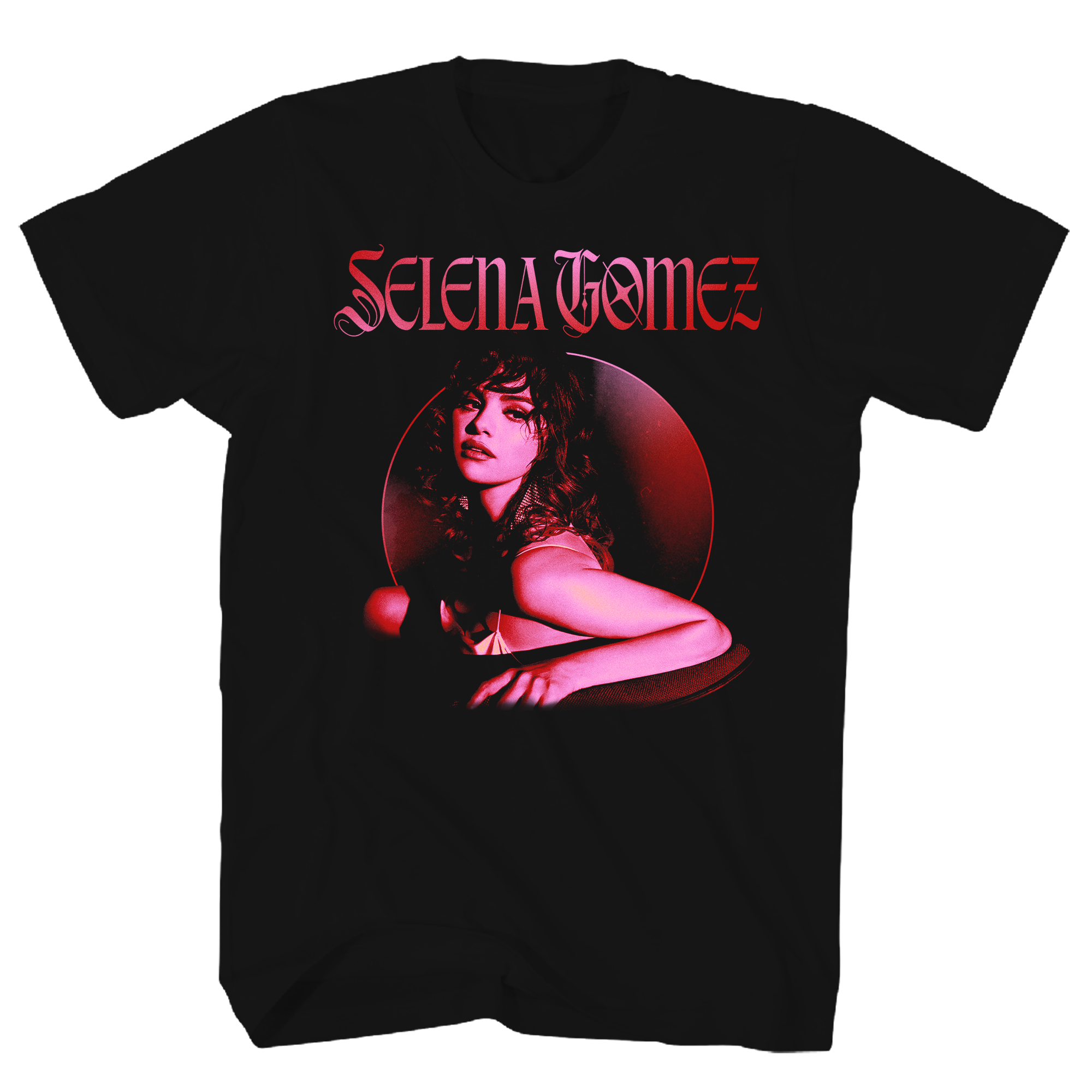 SELENA GOMEZ PHOTO CIRCLE FRAM BLACK T-SHIRT