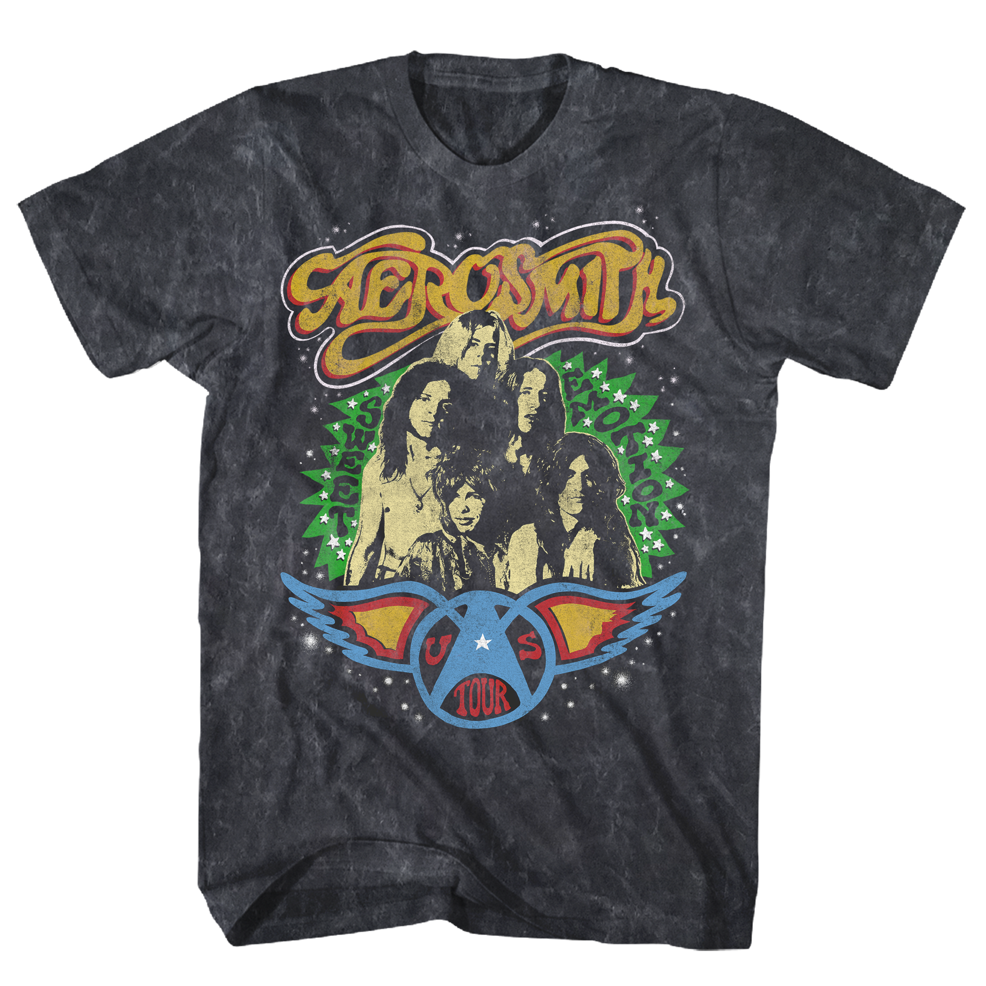 AEROSMITH SWEET EMOTION US TOUR BLACK MINERAL WASH T-SHIRT
