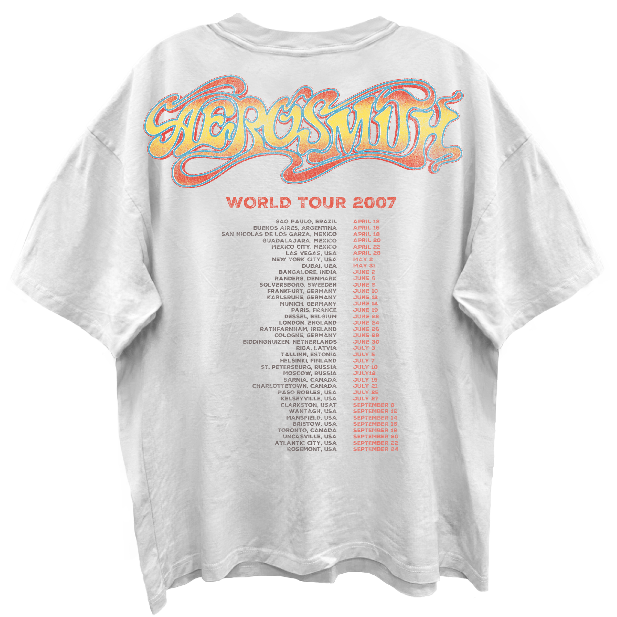 AEROSMITH DREAM ON WORLD TOUR BLANC ENZYME WASH WHITE T-SHIRT/GIANT VINTAGE T-SHIRT