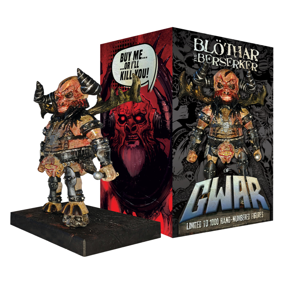 GWAR 'THE NEW DARK AGES' LP + BLOTHAR THE BESERKER BOBBLEHEAD - SUNBOLT ORANGE