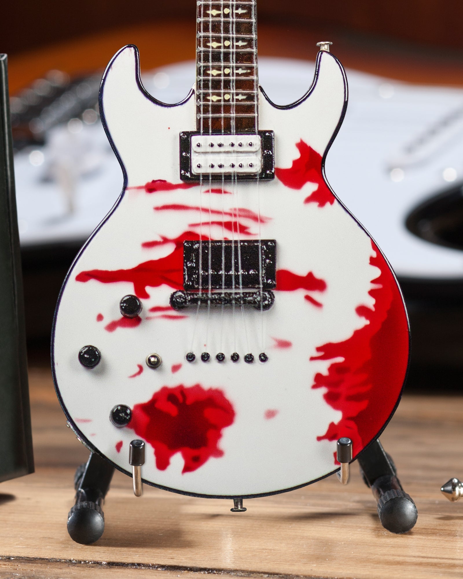 OFFICIALLY LICENSED ZACKY VENGEANCE BLOOD SPLAT SCHECTER MINI GUITAR REPLICA MODEL - AVENGED SEVENFOLD
