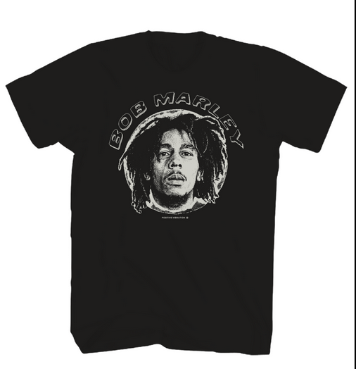 BOB MARLEY ROUND PHOTO BLACK T-SHIRT