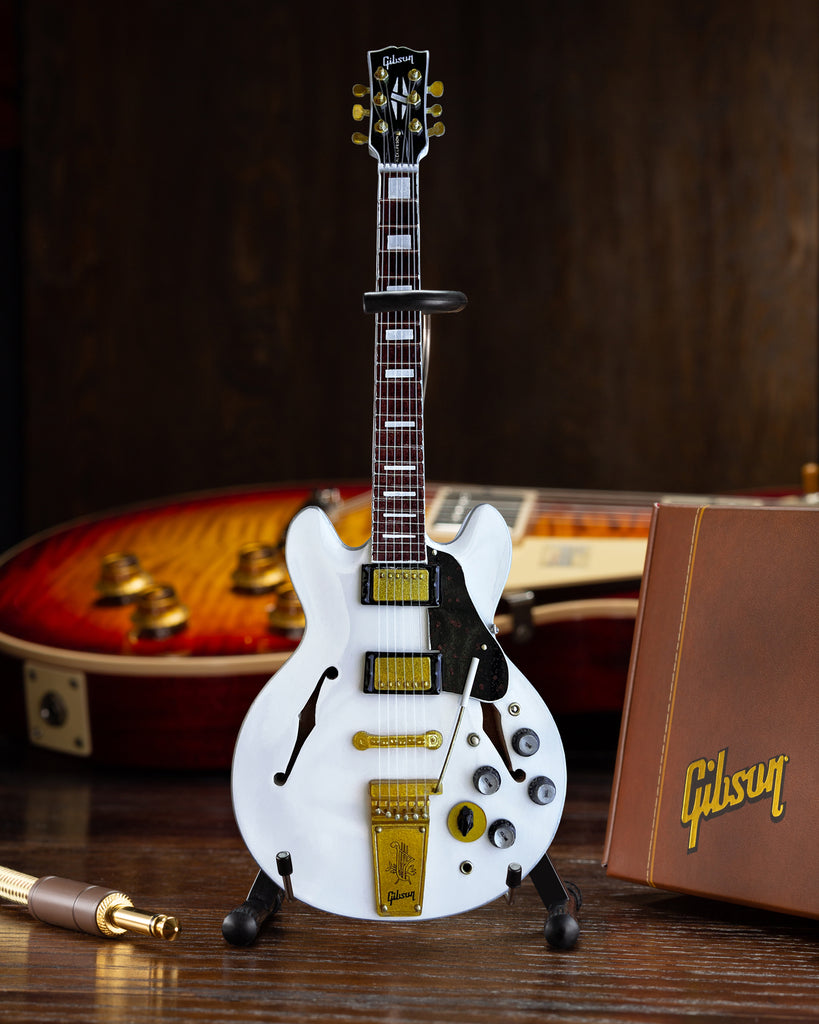 RUSH - ALEX LIFESON - GIBSON ES-355 ALPINE WHITE MINI GUITAR MODEL