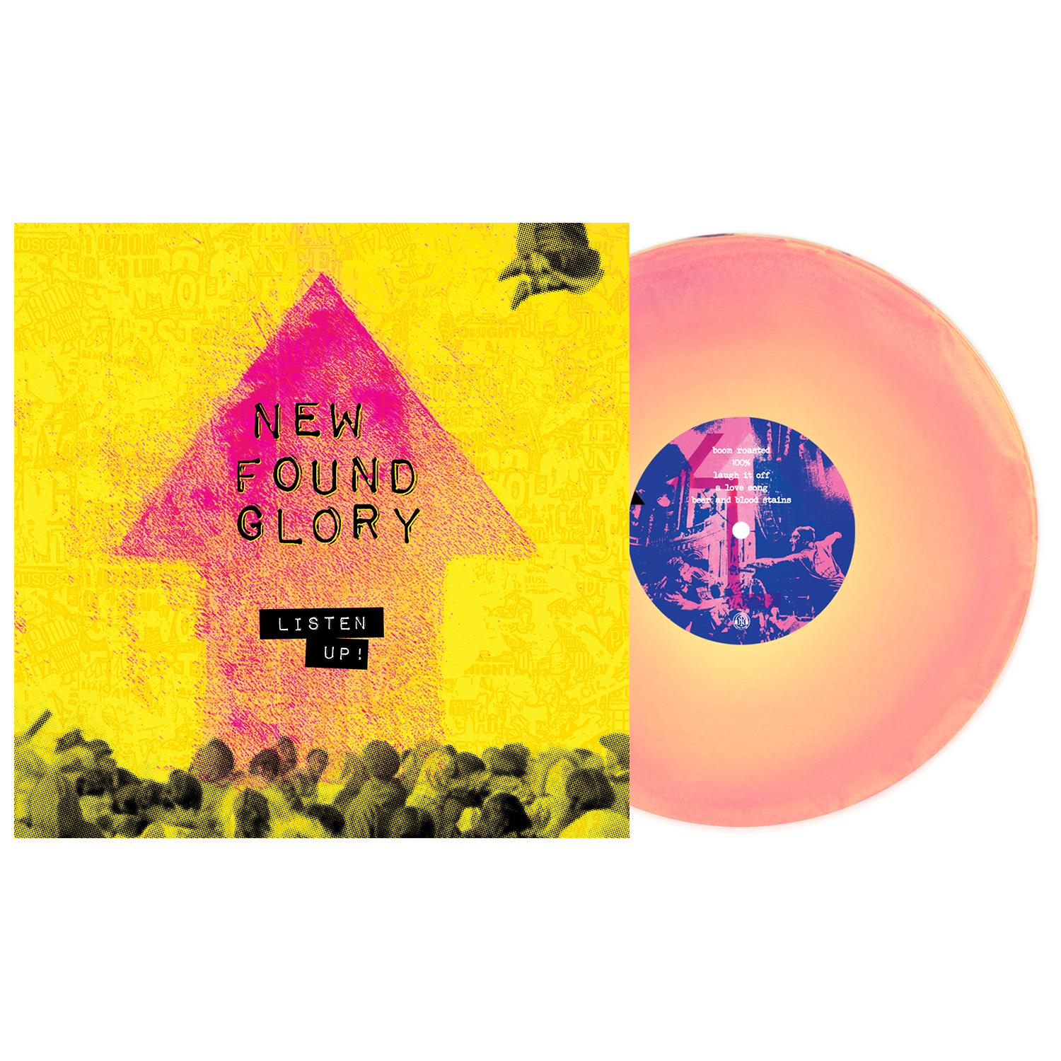 NEW FOUND GLORY ‘LISTEN UP!’ LP (Exclusive – Limited to 400, Neon Violet, Magenta, & Yellow A-side B-side Vinyl)