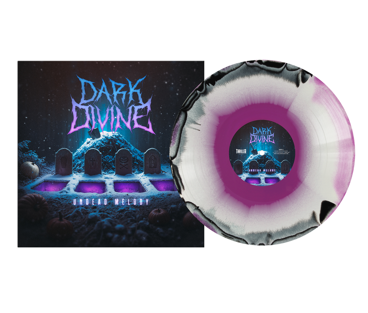 DARK DIVINE'UNDEAD MELODY' LP (Limited Edition ' Only 400 Made, Black, White & Purple Smush Vinyl)