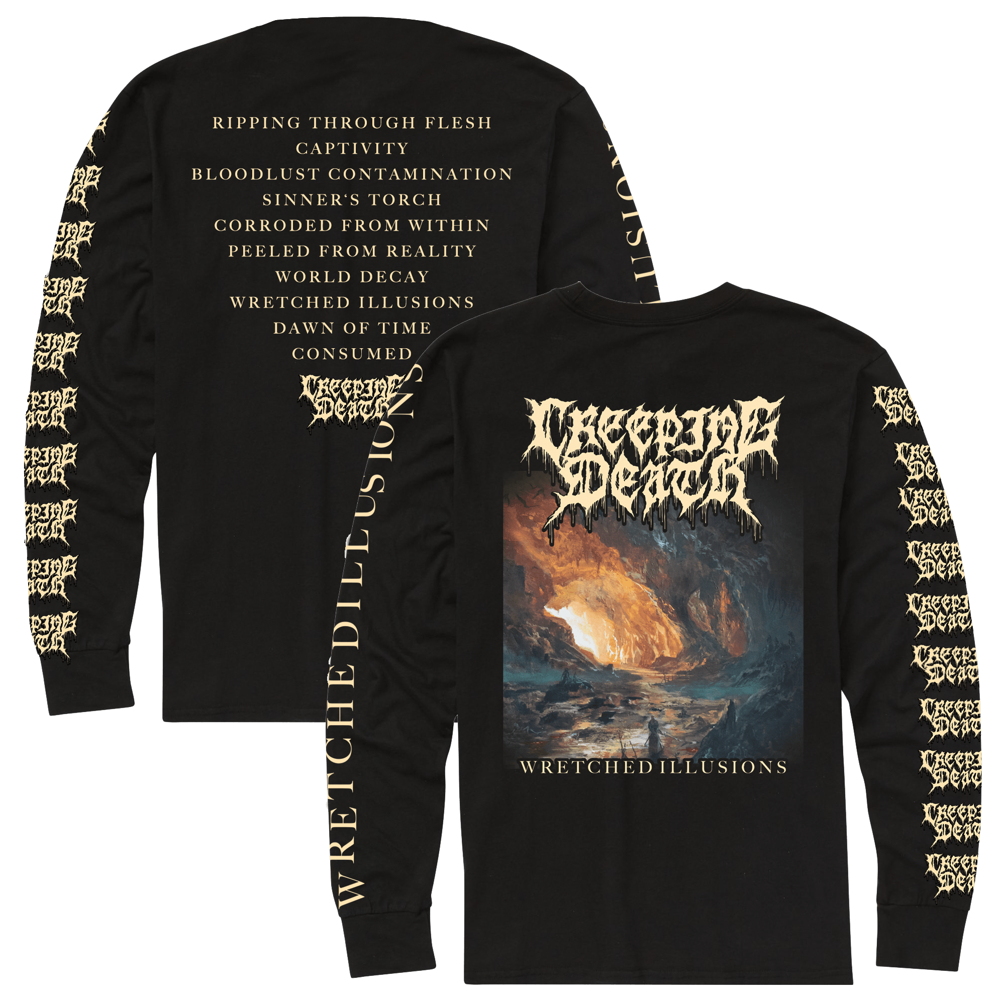 CREEPING DEATH WRETCHED ILLUSIONS ALBUM ART LONG SLEEVE
