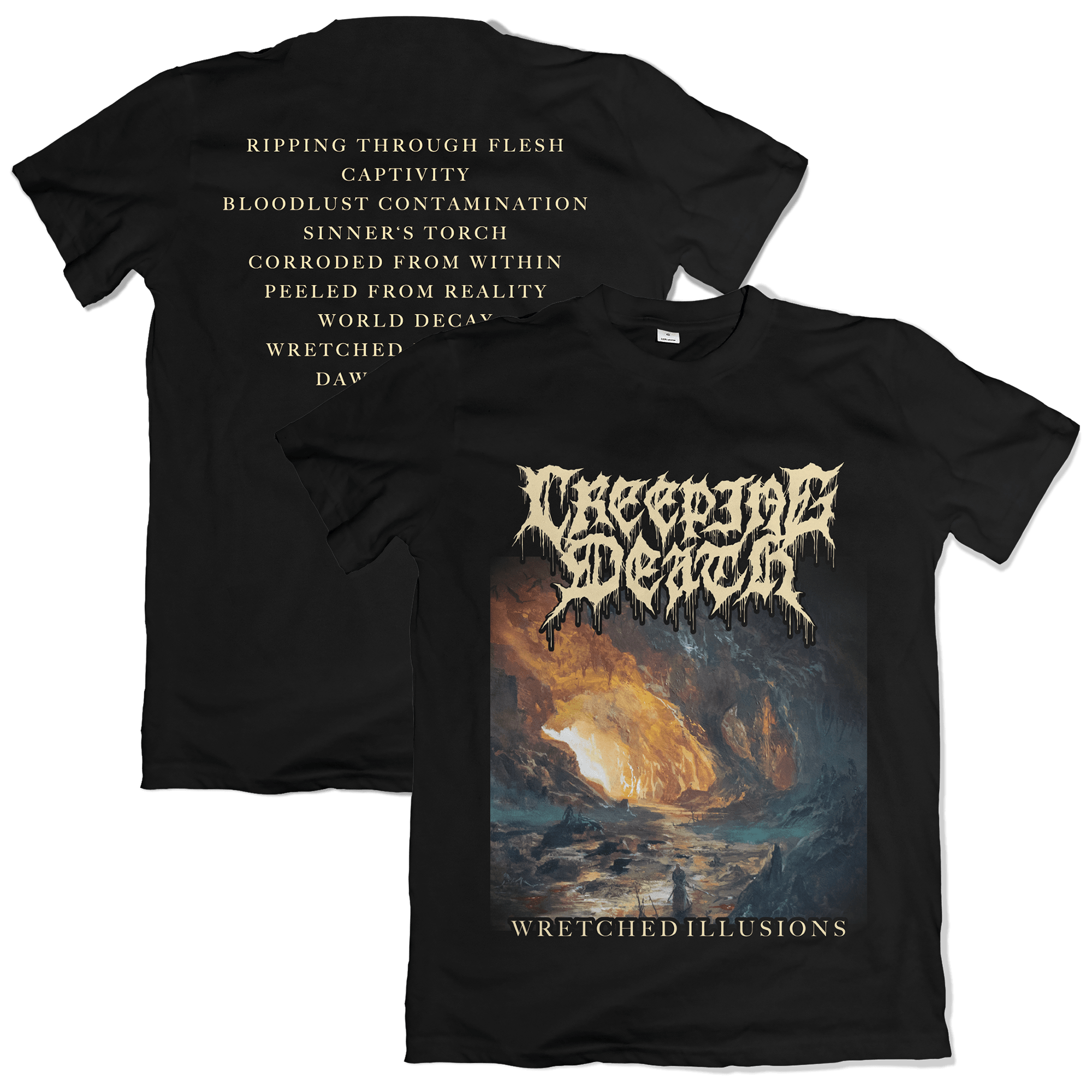 CREEPING DEATH WRETCHED ILLUSIONS ALBUM ART T-SHIRT