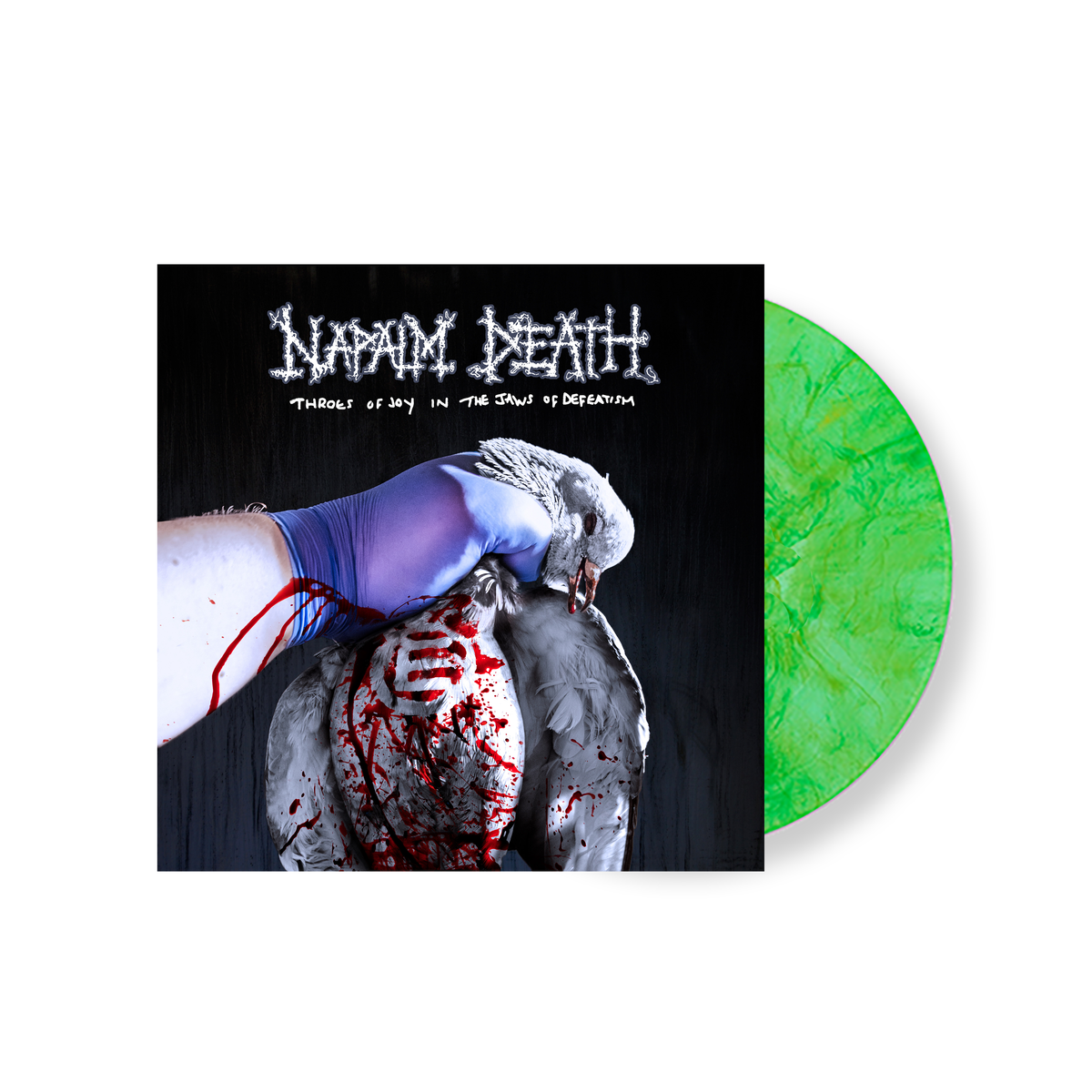 NAPALM DEATH'THROES OF JOY IN THE JAWS OF DEFEATISM' LIMITED-EDITION MUCUS WITH ENVY SWIRLED VINYL' ONLY 250 MADE