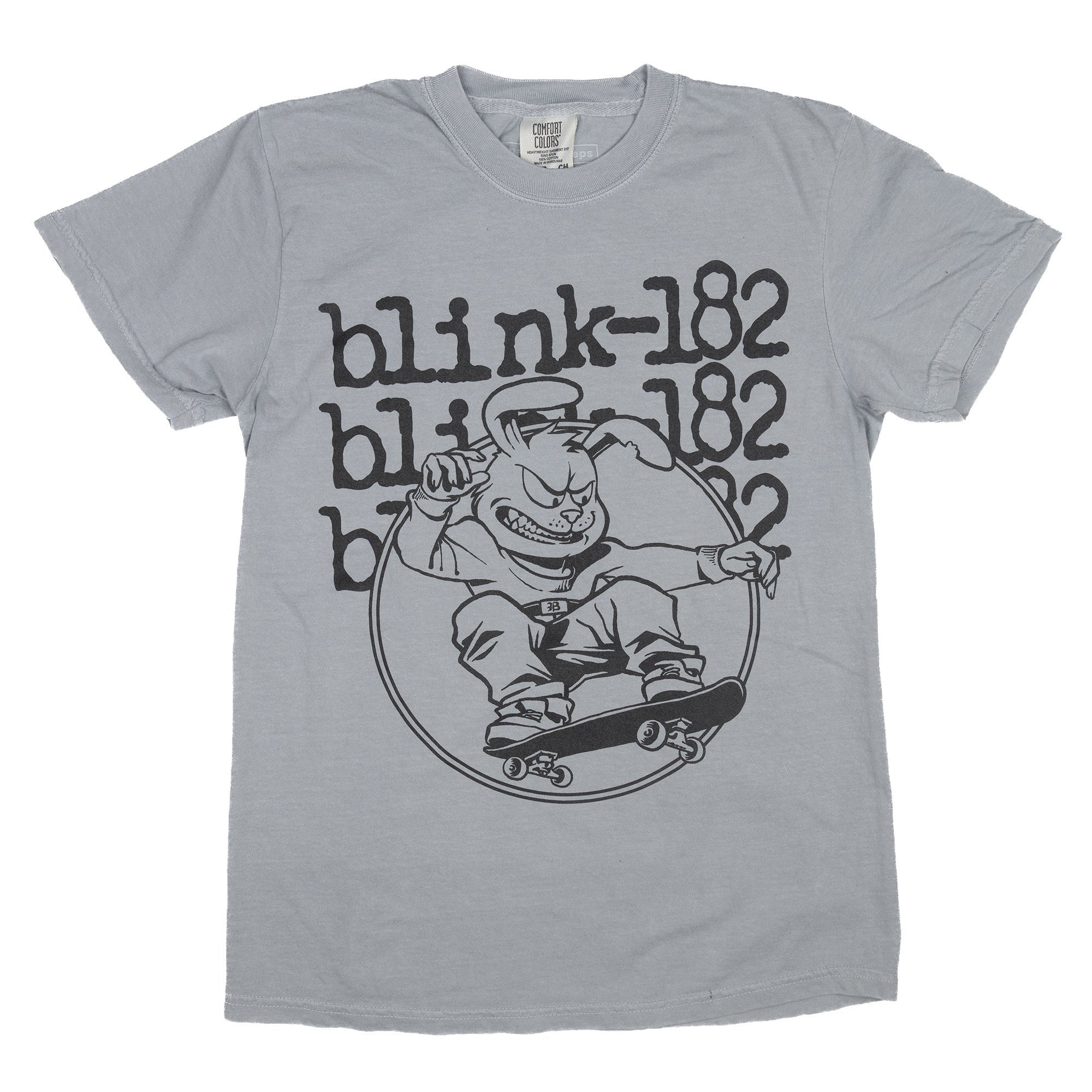 BLINK 182 SKATING RABBIT GRAY ADULT T-SHIRT