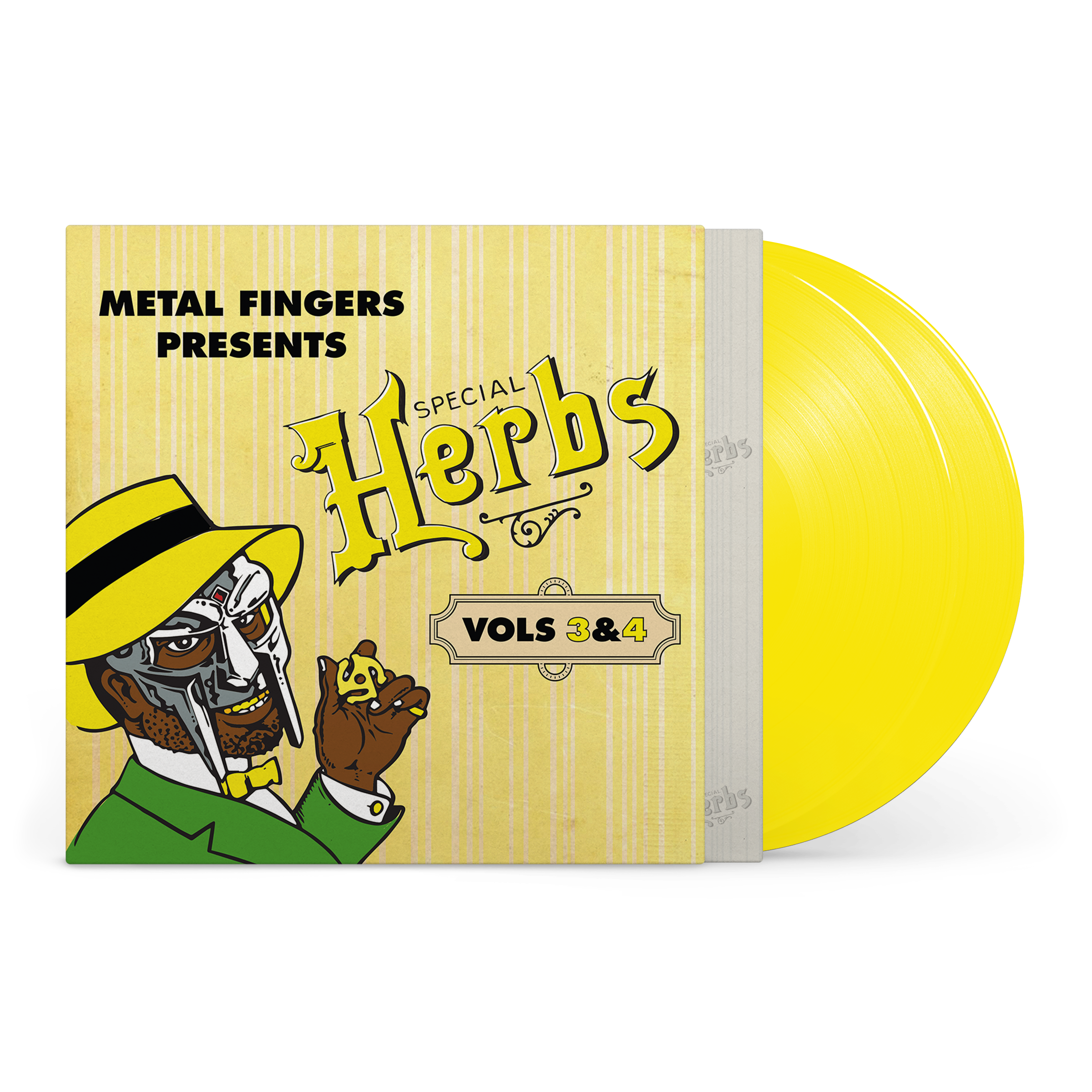 MF DOOM 'METAL FINGERS PRESENTS: SPECIAL HERBS VOL. 3 & 4' 2LP (Lemon Yellow Vinyl)