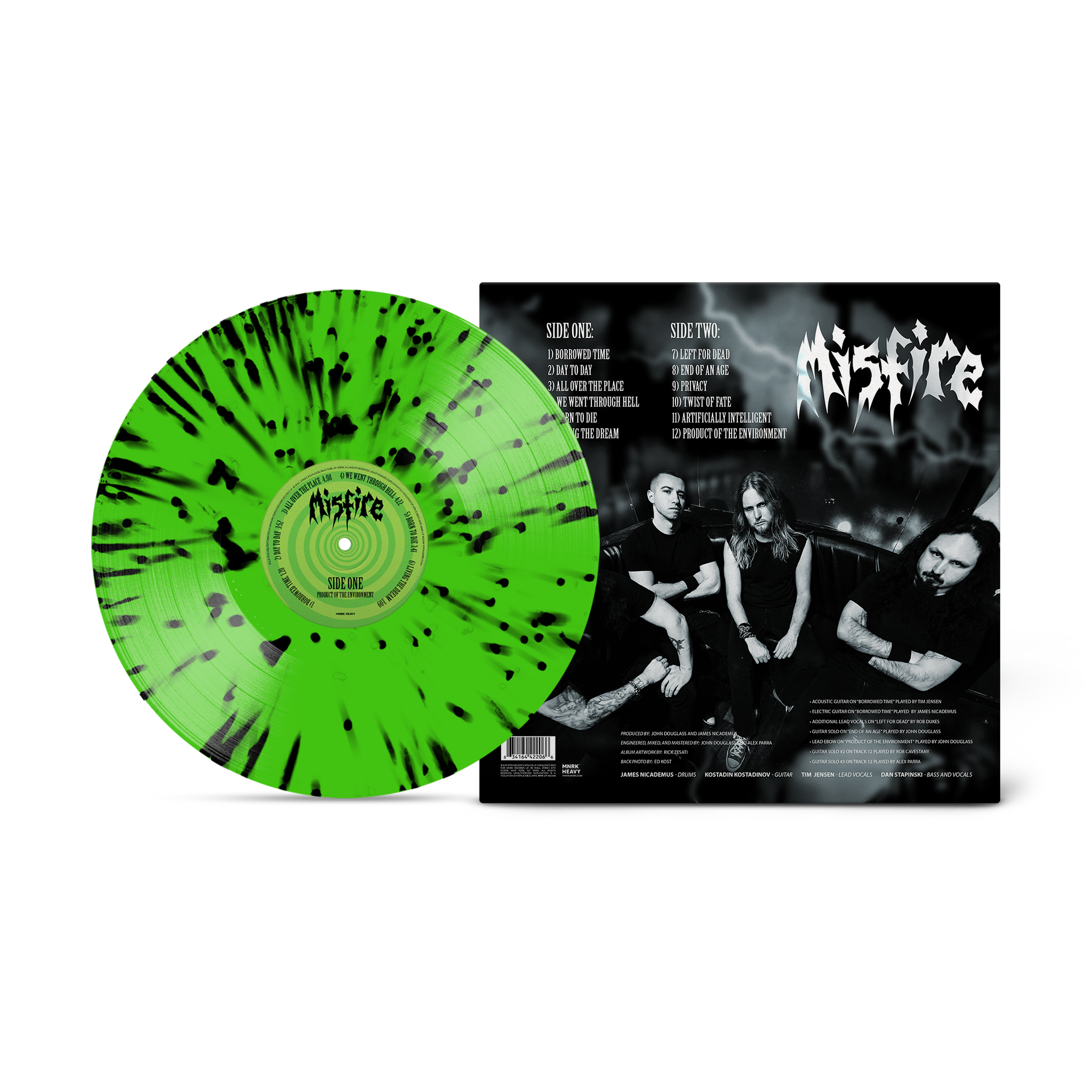 MISFIRE 'PRODUCT OF THE ENVIRONMENT' LP (Neon Green with Black Splatter Vinyl)