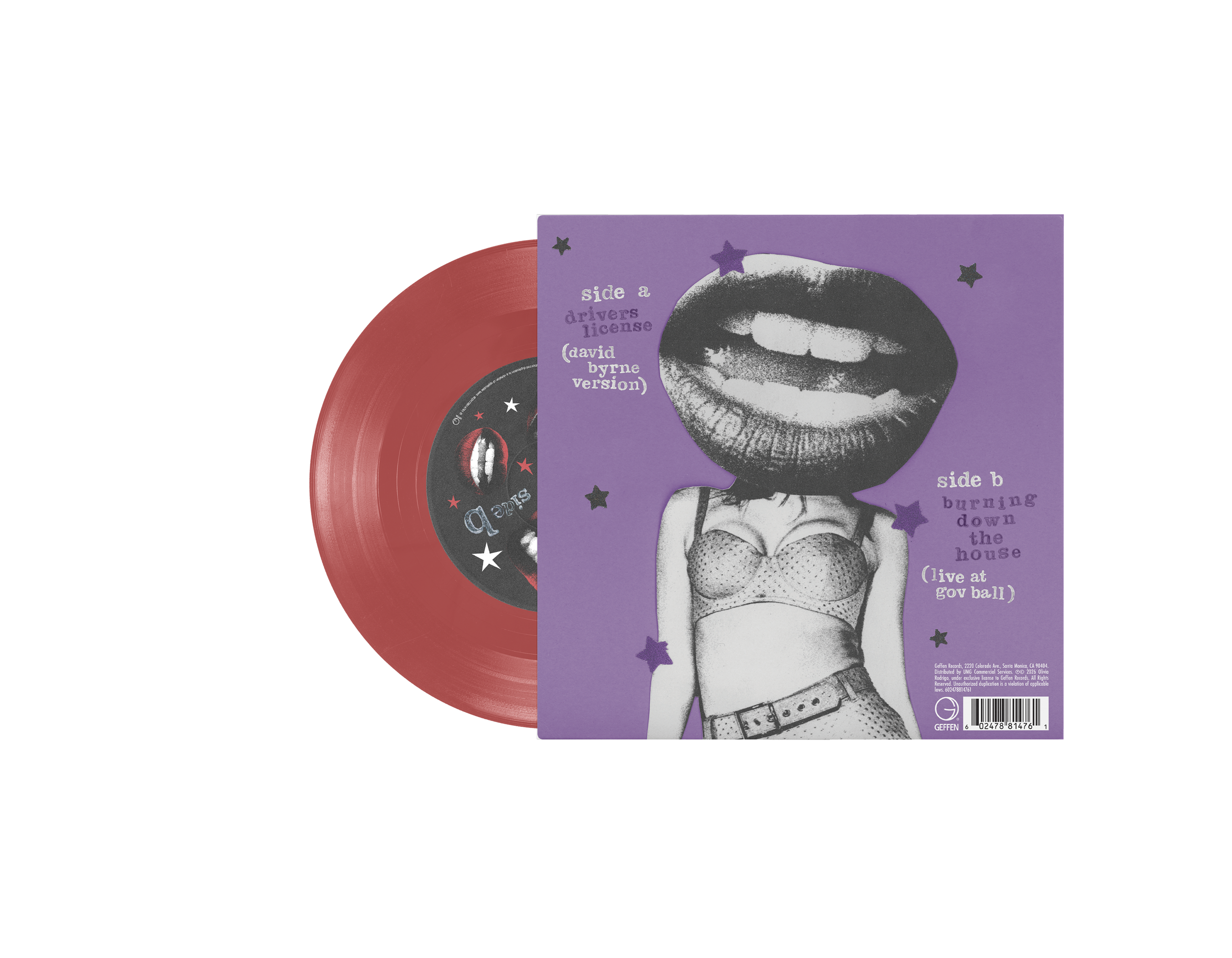 OLIVIA RODRIGO 'DRIVERS LICENSE / BURNING DOWN THE HOUSE ' 7" SINGLE (Translucent Red Vinyl)