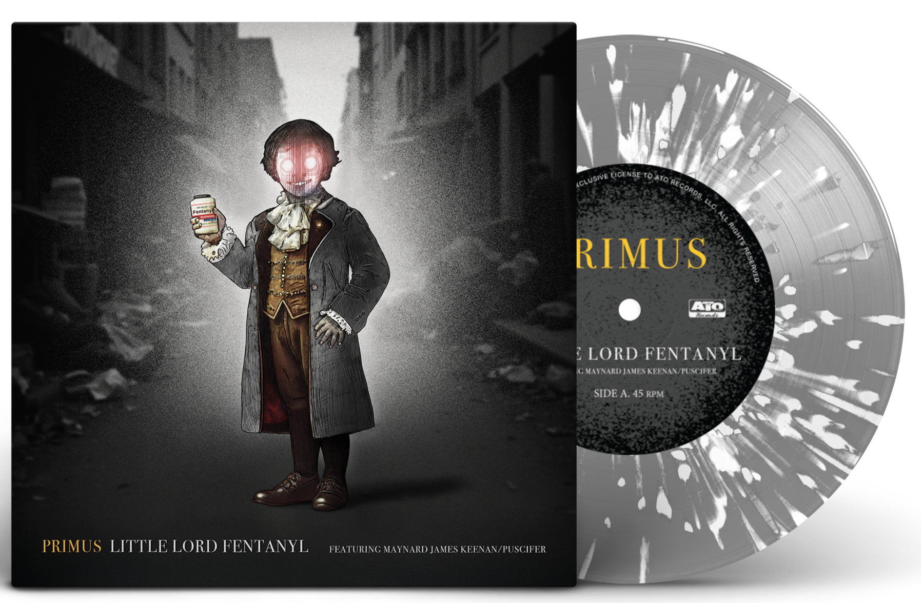 PRIMUS ‘LITTLE LORD FENTANYL / DUCHESS (AND THE PROVERBIAL MIND SPREAD - LIVE)’ 7” (Exclusive – Only 500 Made, Gray w/ White Splatter)
