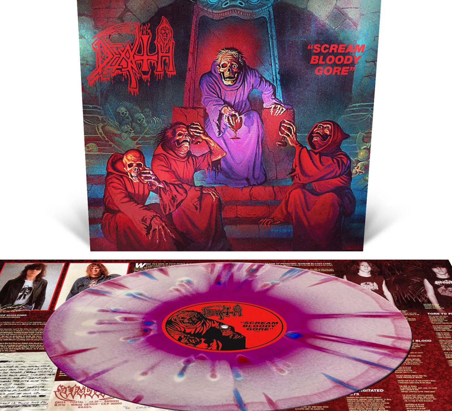 DEATH 'SCREAM BLOODY GORE' LP (Violet, White, Red Splatter Vinyl) DEATH 'SCREAM BLOODY GORE' LP (Violet, White, Red Splatter Vinyl)
