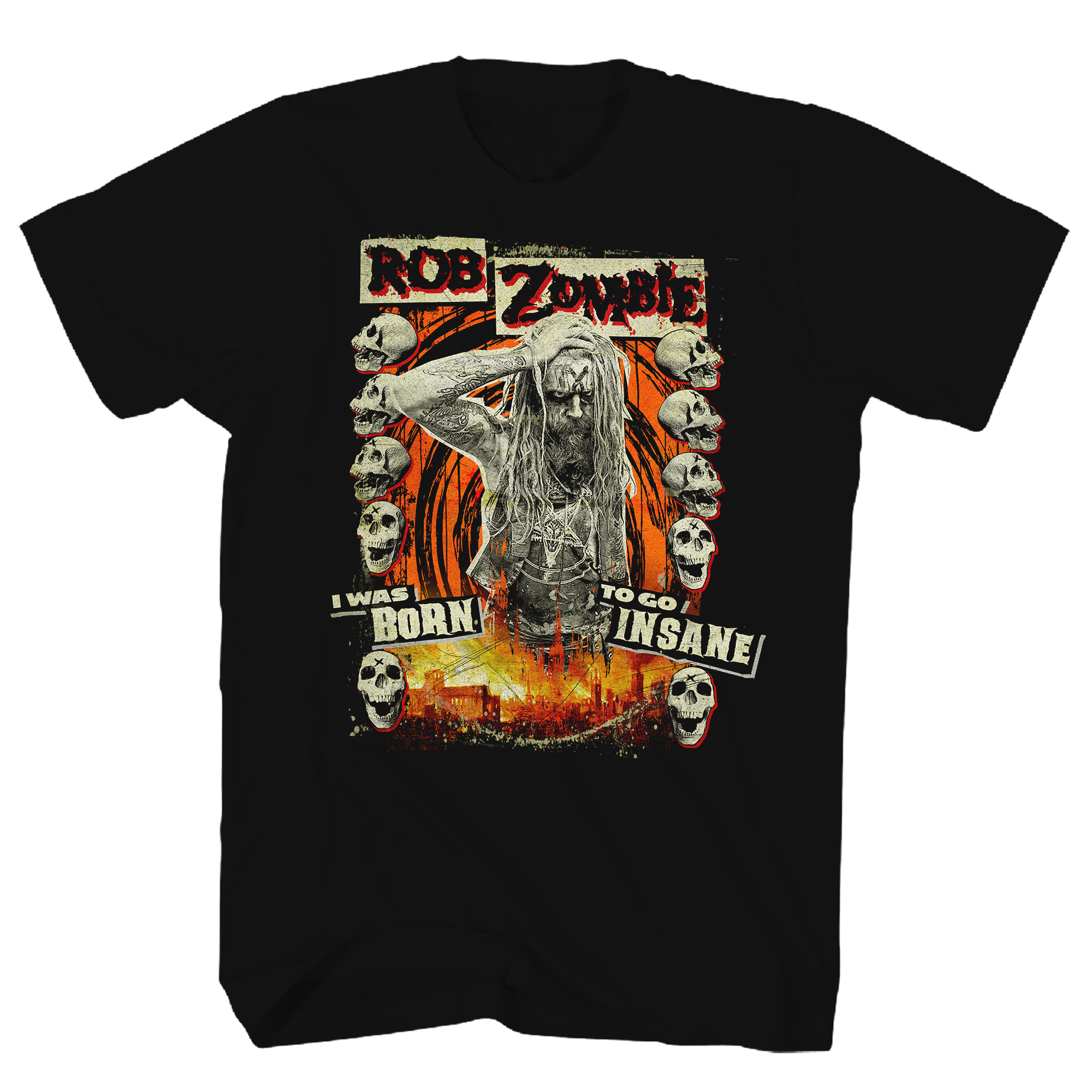 ROB ZOMBIE BORN TO GO INSANE BLACK T-SHIRT
