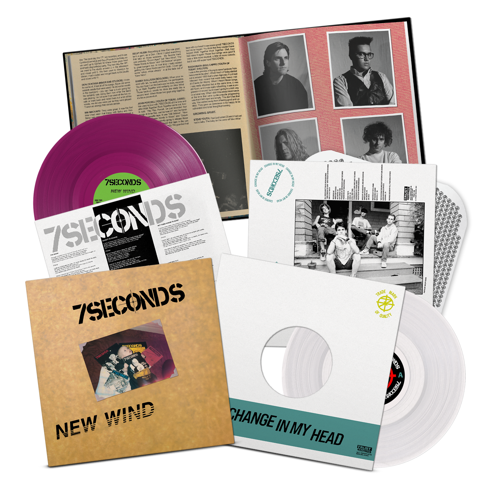 7SECONDS 'NEW WIND / CHANGE IN MY HEAD' 2LP (Purple/Clear Vinyl)