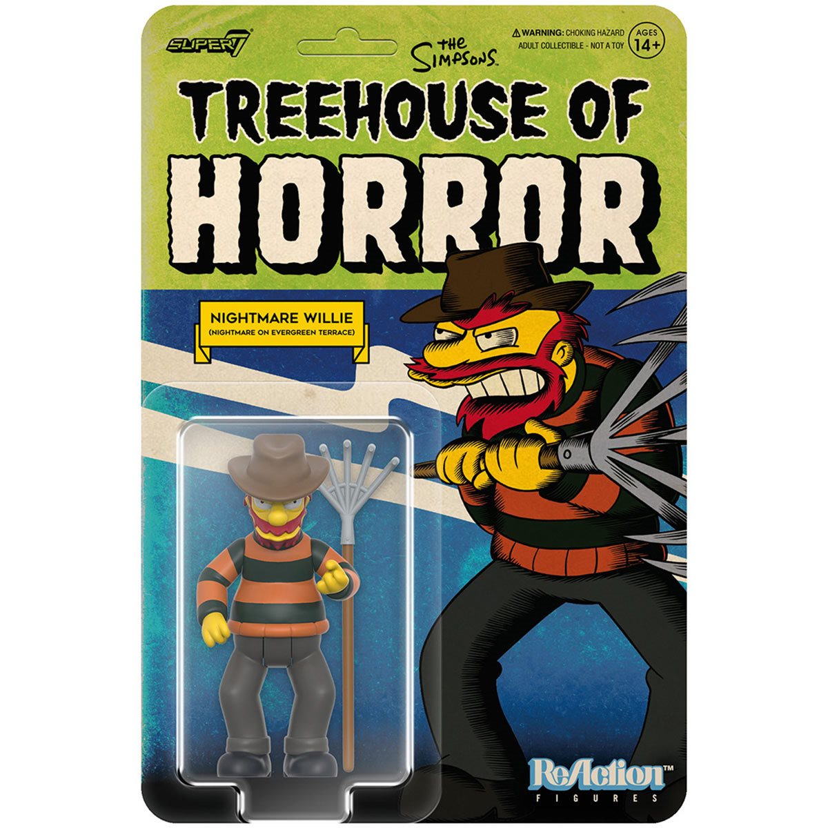 THE SIMPSONS REACTION WAVE 4 (TREEHOUSE OF HORROR V2) - NIGHTMARE WILLIE ACTION FIGURE BOX