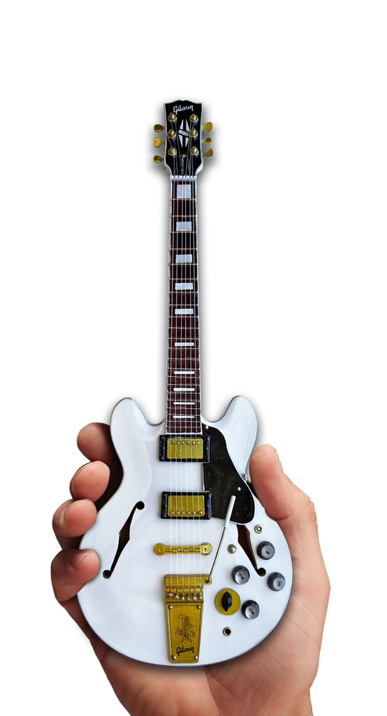 RUSH - ALEX LIFESON - GIBSON ES-355 ALPINE WHITE MINI GUITAR MODEL