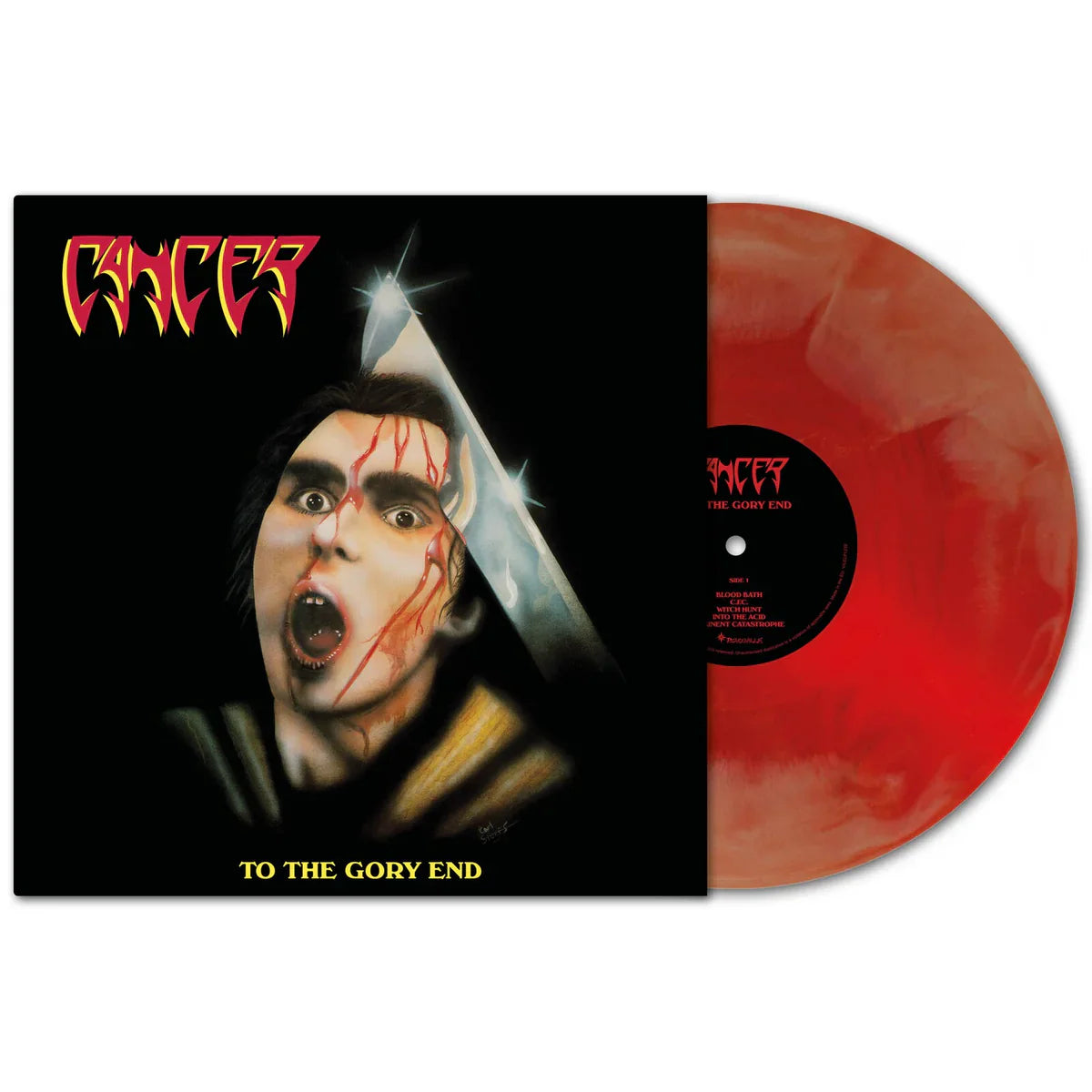 CANCER 'TO THE GORY END' LP (35th Anniversary Vinyl, Red Galaxy Vinyl)