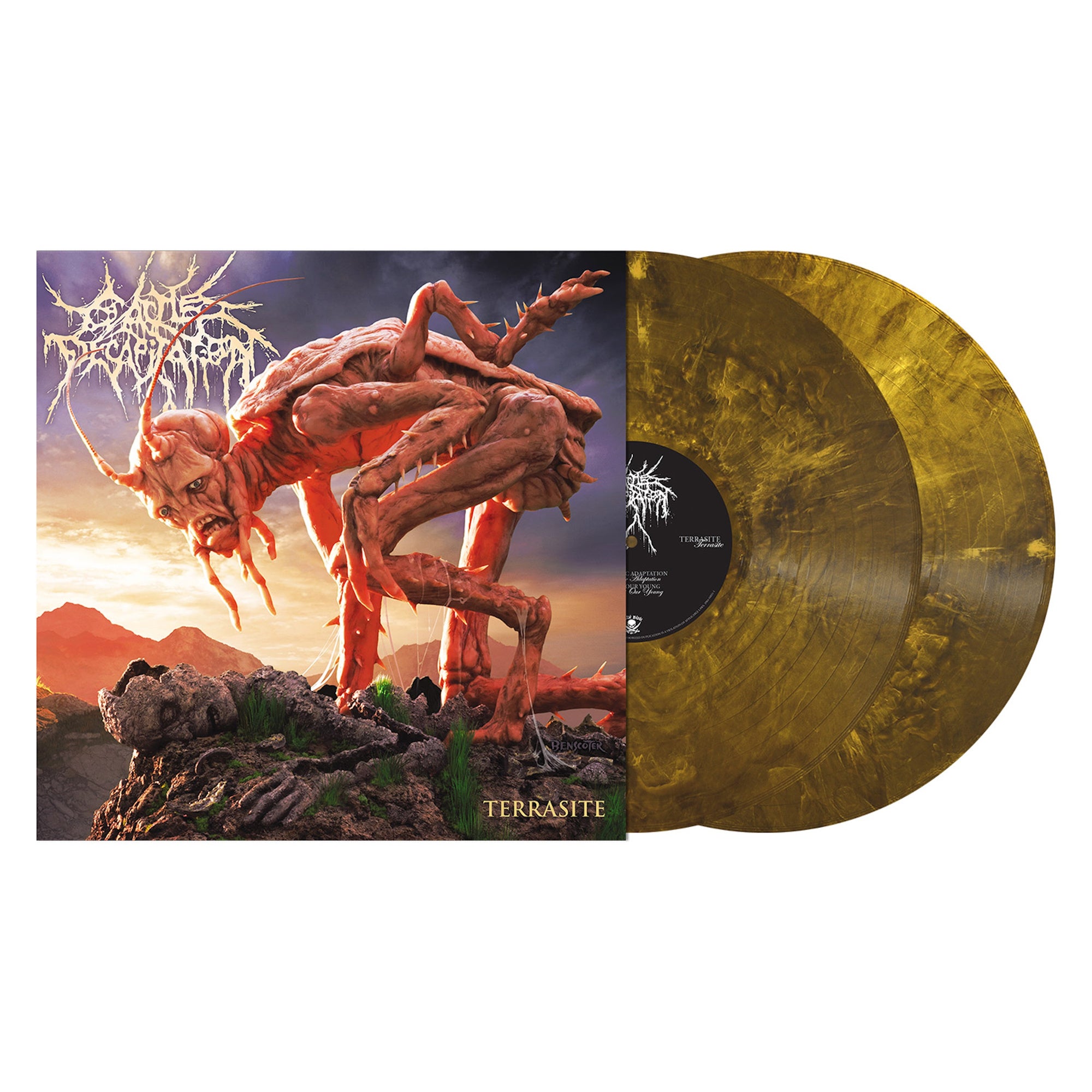 Cattle Decapitation サイン入りレコード デスメタル LP CATTLE DECAPITATION 'TERRASITE' 2LP (Gold Black Ice Vinyl)
