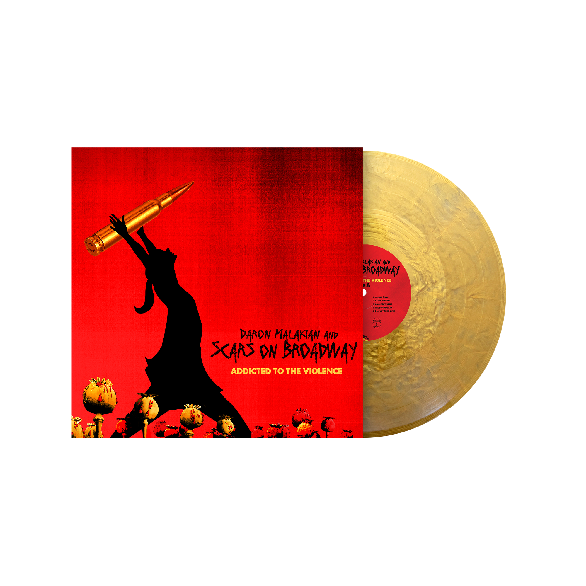 DARON MALAKIAN AND SCARS ON BROADWAY ‘ADDICTED TO THE VIOLENCE’ LP (Limited Edition – Only 300 Made, Metallic Gold Vinyl)